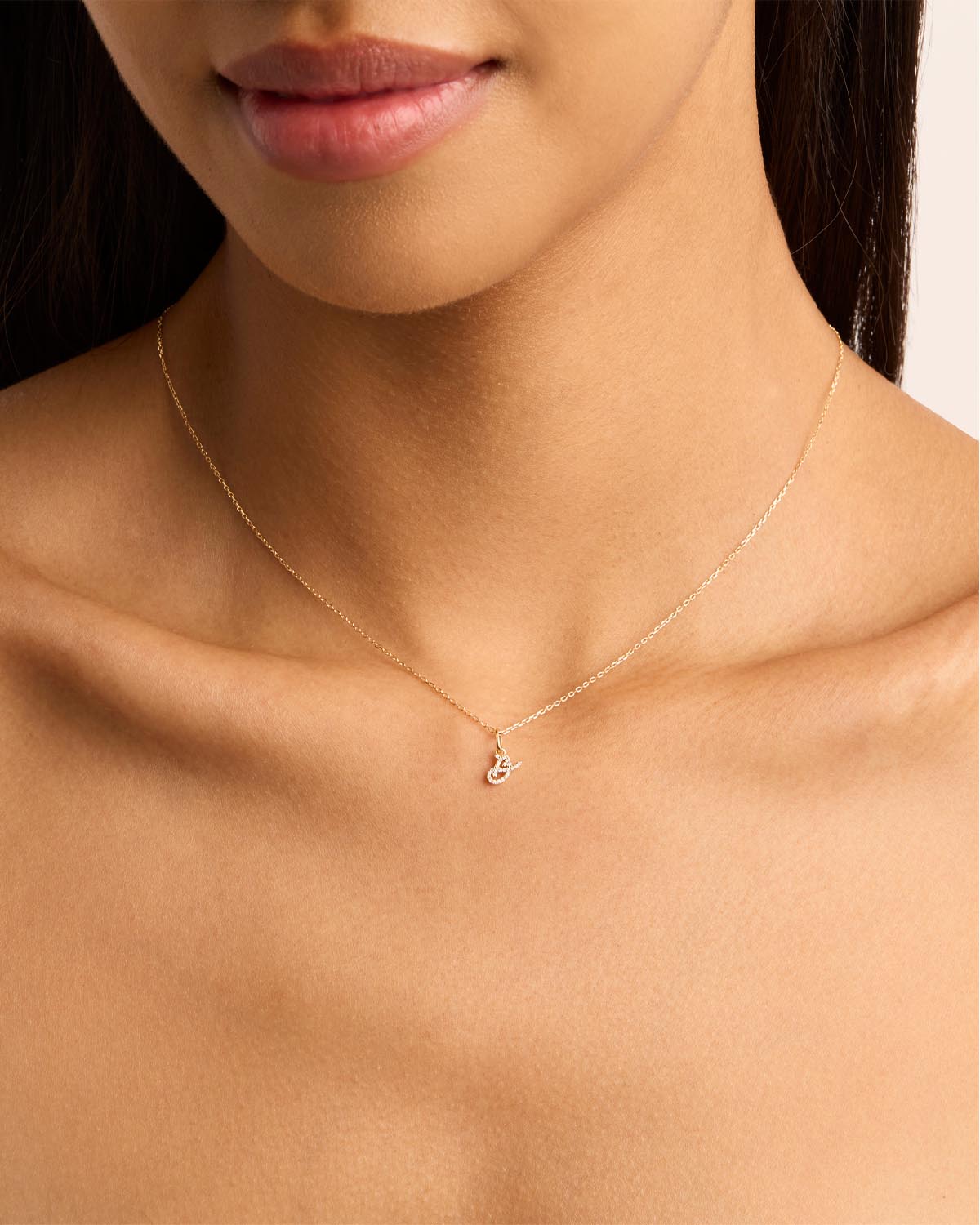 14K Solid Gold Forever Love Diamond Letter Necklace Pendant - Personalized Initial Jewelry Gift for Women, Perfect for Valentine's Day, Anniversary & Special Occasions