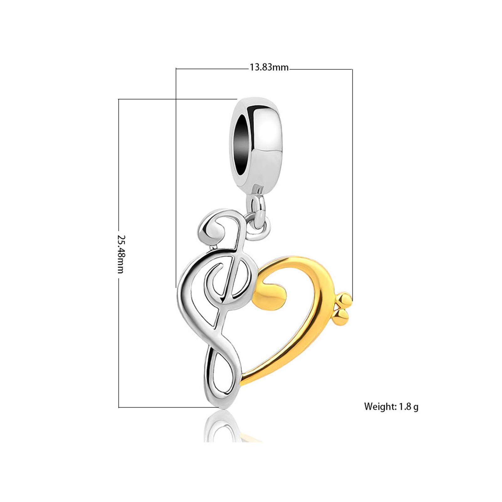Heart Treble Bass Music Note Charm for Pandora Bracelets - Perfect Musician Jewelry Gift for Music Lovers, Bands & Teachers | Ideal for Birthdays, Anniversaries & Special Occasions