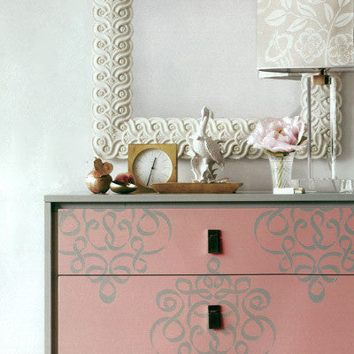 Damask Ribbon Furniture Stencil - Reusable DIY Painting Template for Wood, Walls & Fabric - Perfect for Home Decor, Crafts & Upcycling Projects