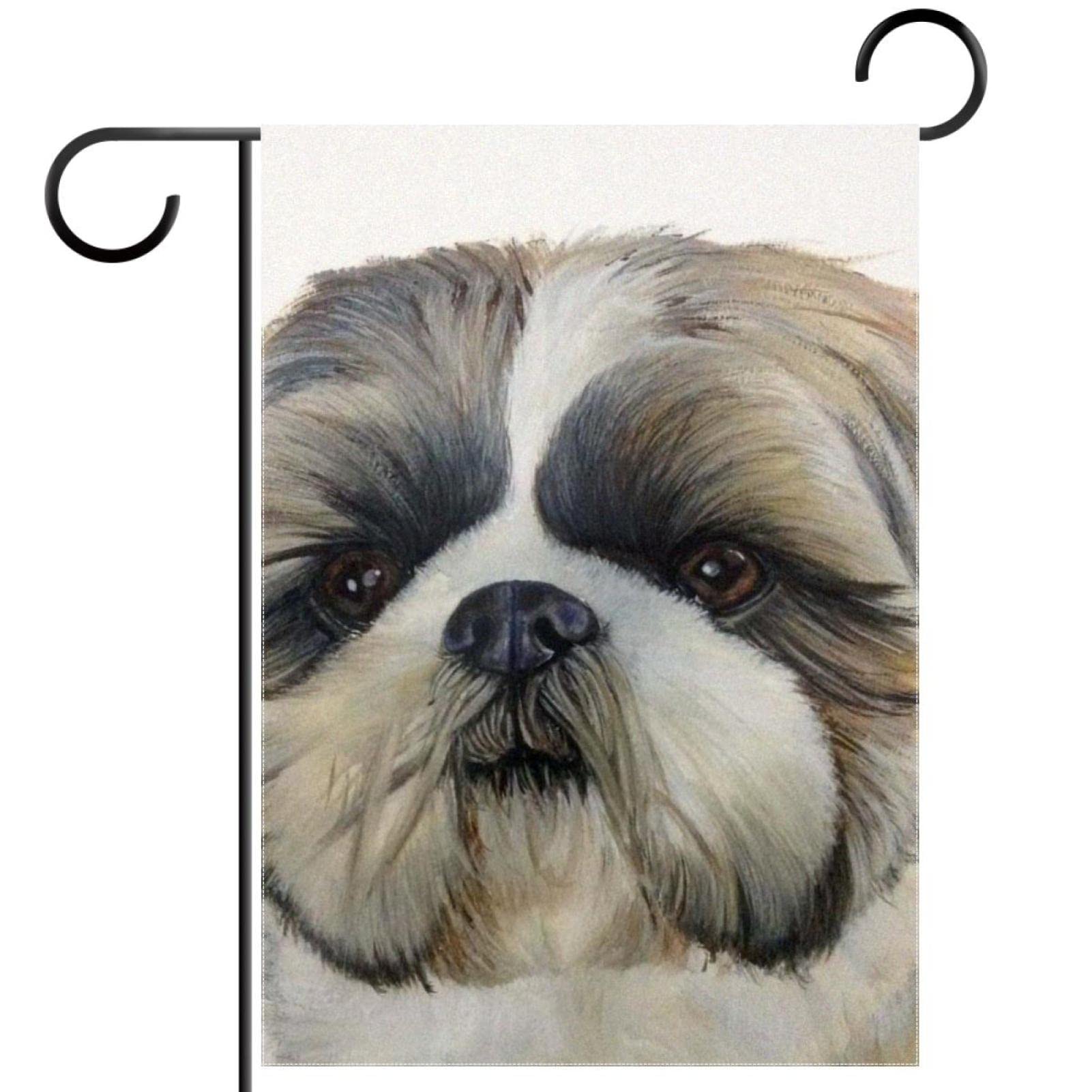 Shih Tzu Puppy Double Sided Garden Flag - 12x18 Inch Polyester Outdoor Yard Decoration for All Seasons, Welcome Home & Holiday Lawn Banner - Perfect for Front Porch, Walkway & Garden Decor