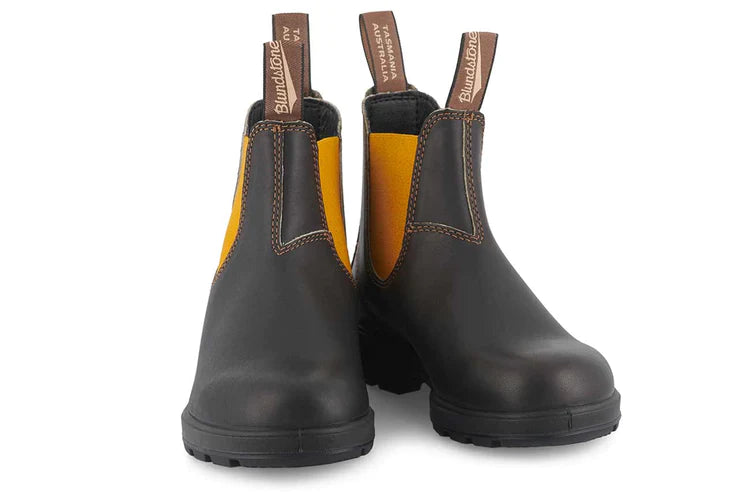 Blundstone 1919 Original Chelsea Boots - Brown/Mustard Leather Ankle Boots for Men & Women | Comfortable Slip-On Work Boots for Outdoor, Hiking & Casual Wear