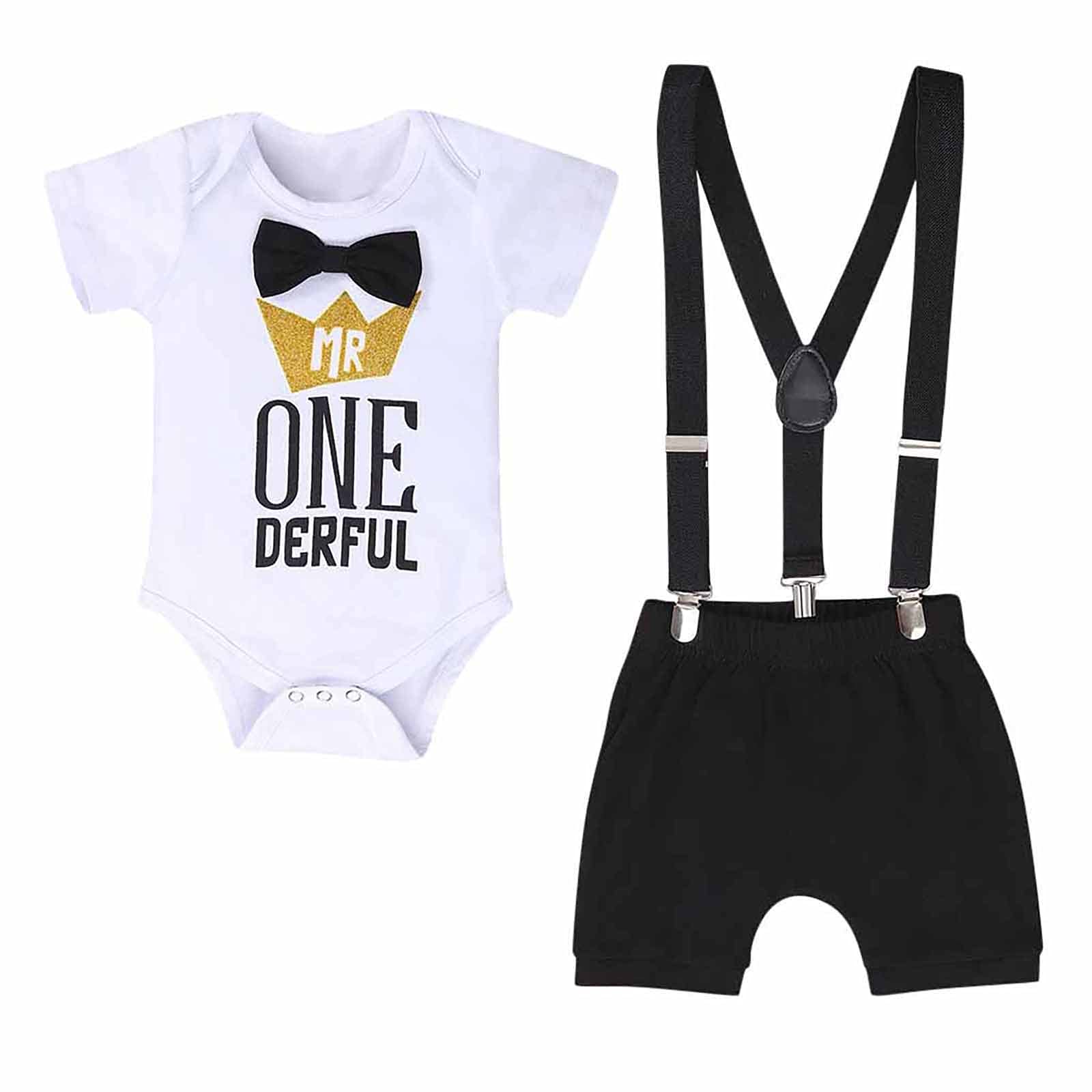 Newborn Baby Boy Outfits Set - Gentleman Letter Print Romper with Straps & Shorts, Cute Infant Tracksuit for Birthday & Special Occasions | Perfect for Photoshoots, Parties & Family Gatherings