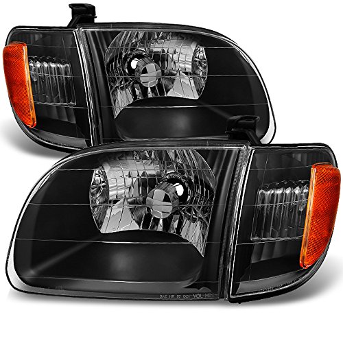 AKKON Black Headlights with Corner Lights for 2000-2004 Toyota Tundra Regular & Access Cab - Durable Replacement Headlight Assembly for Night Driving & Off-Road Adventures