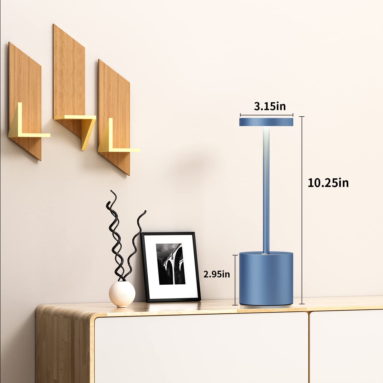 SAKRINGT 2 Pack Rechargeable Cordless Table Lamp - 5000mAh Battery Powered LED Desk Light with Dimming Function, Portable Nightstand Lamp for Bedroom, Restaurant, Outdoor Camping & Emergency Use (Blue)
