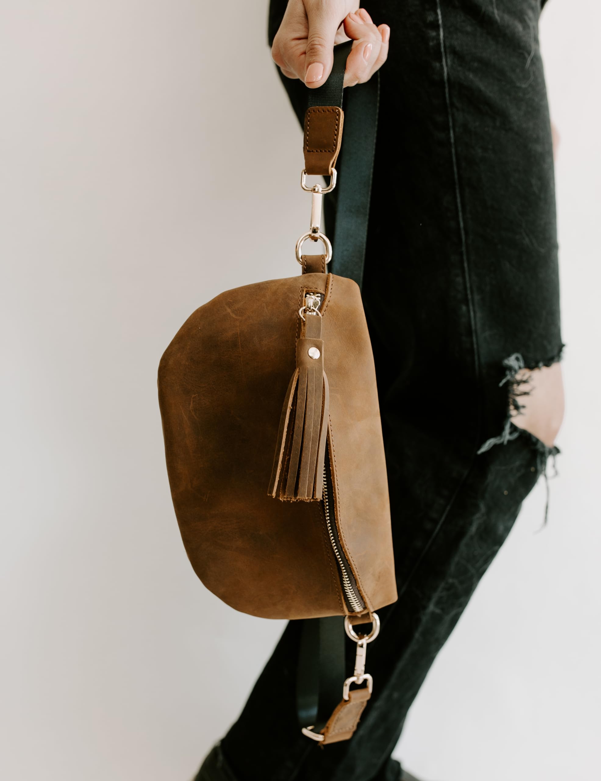 Genuine Leather Fanny Pack for Women - Crossbody Sling Purse, Shoulder Bag & Casual Chest Bum Bag in Brown | Perfect for Travel, Hiking, Shopping & Everyday Use