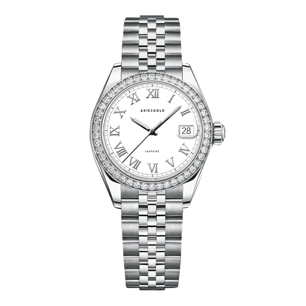 Aries Gold Heritage Silver Stainless Steel Women's Watch - Elegant Fashion Timepiece for Women | Perfect for Office, Party & Everyday Wear (Model L 1070 S RW)