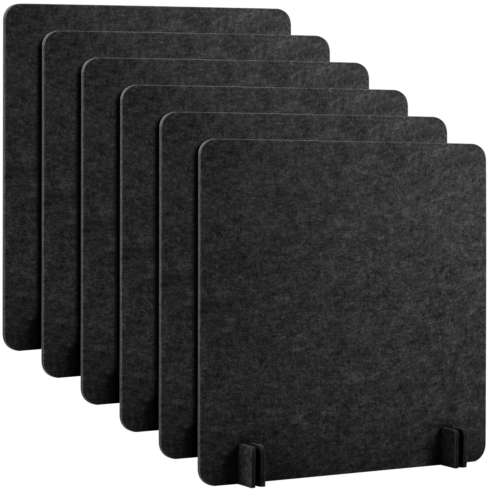 Kisston 6 Pack Acoustic Desk Dividers 24x24 Inches - Freestanding Office Privacy Panels for Noise Reduction & Visual Distraction Control - Ideal for Students, Reception Areas & Open Workspaces (Dark Gray)