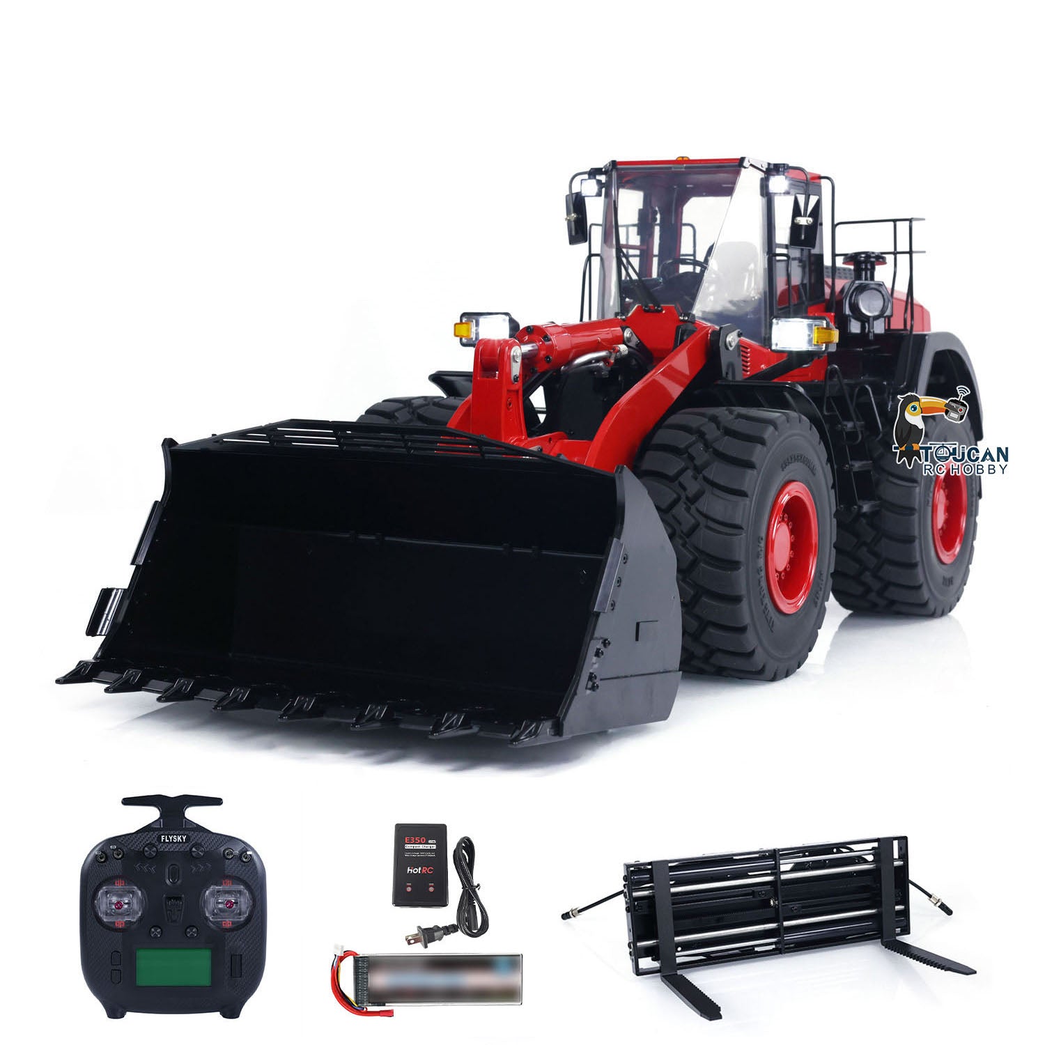 1/14 Scale RC Hydraulic Loader WA480 - Electric Construction Toy with Quick Coupler, Fork & Bucket - Realistic Light & Sound - ST8 Radio Control - Battery Powered for Kids & Adults - Perfect for Construction Site Play, Backyard Fun & RC Enthusiasts