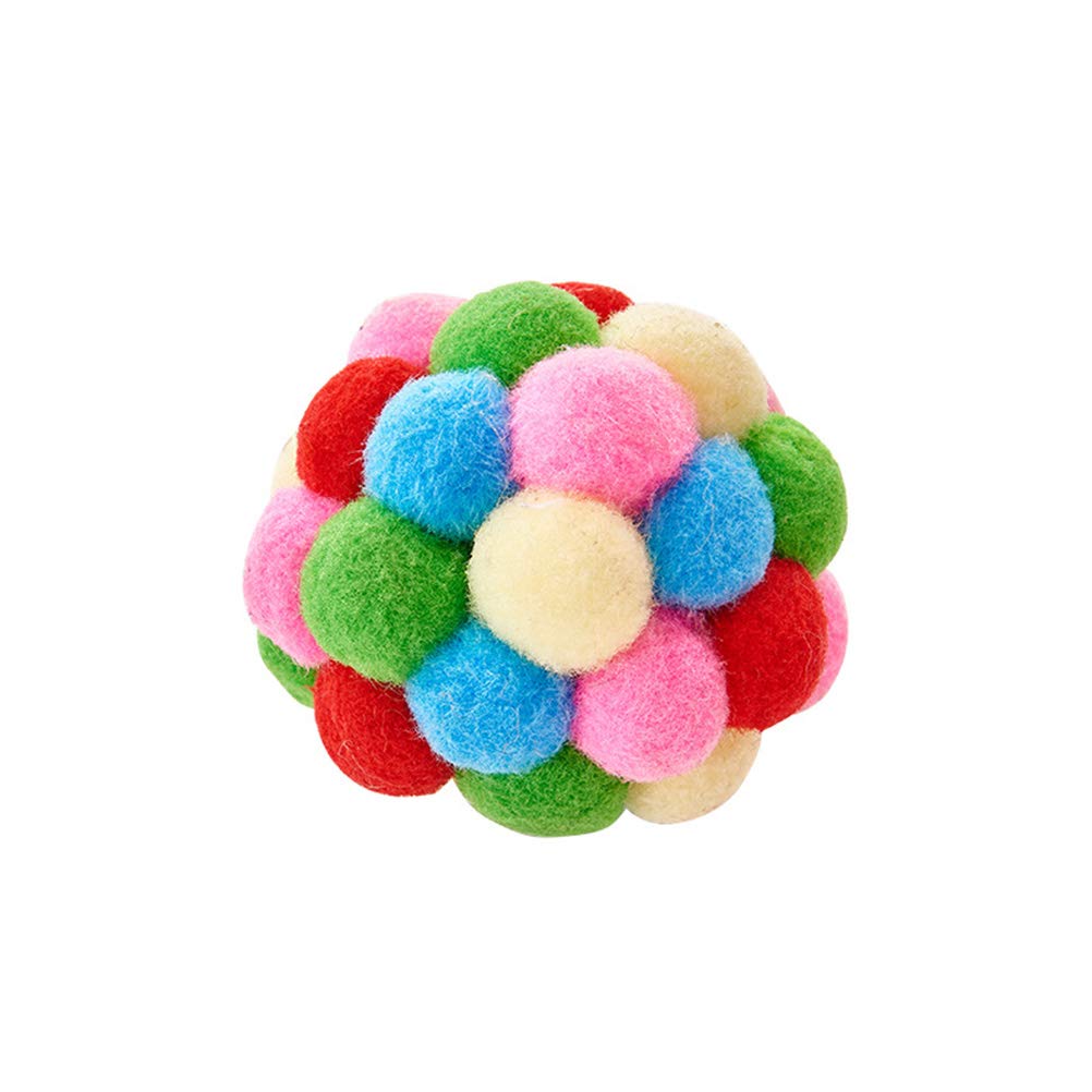 TEHAUX 3-Pack Rainbow Pompom Cat Toys - Interactive Plush Balls for Kittens, Fun Teasing & Biting Toy (7 Colors) - Perfect for Playtime, Training & Bonding with Your Cat