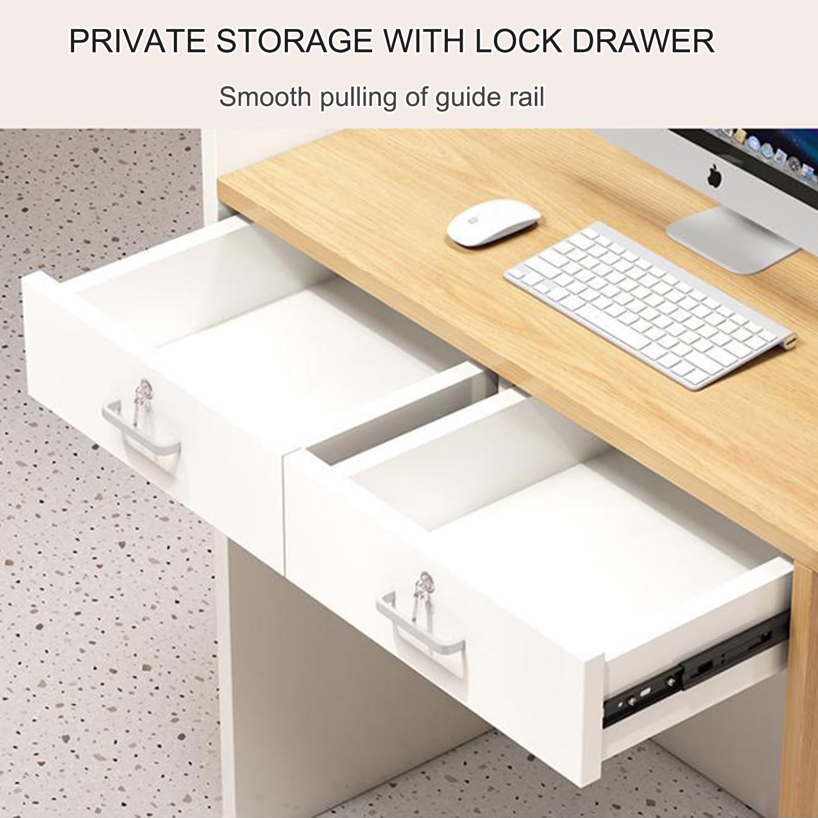 Modern LED Reception Desk with Lockable Drawer - White & Gray Front Counter for Retail Stores, Supermarkets, Hotels & Offices - Perfect for Checkout Counters, Lobby Areas & Customer Service Stations
