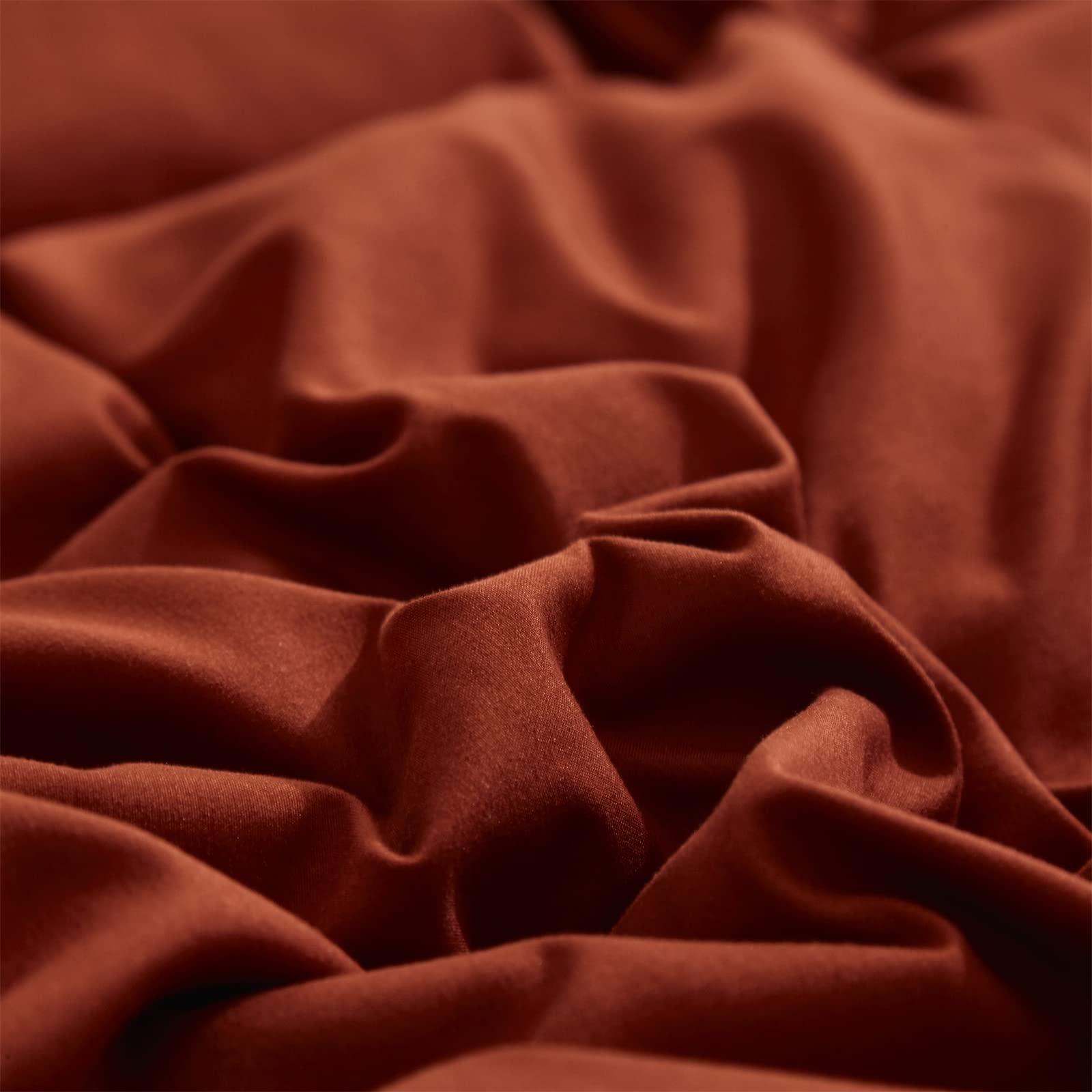 CLOTHKNOW King Size Burnt Orange Boho Comforter Set - 3 Piece Ruffle Terracotta Bedding with Soft Caramel Accents | Rustic Farmhouse Style for Cozy Bedroom Decor
