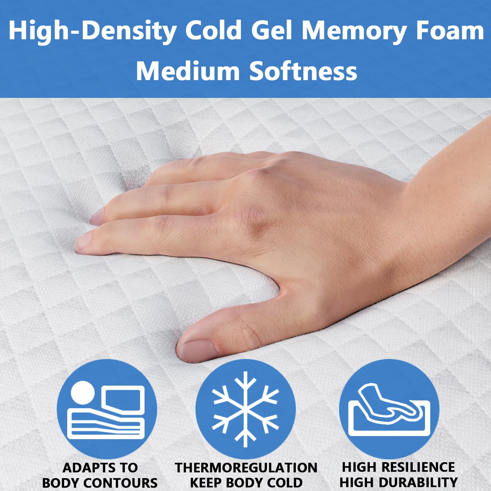 4.5 Inch Cooling Gel Memory Foam Mattress Topper - Queen Size for Sleeper Sofa & Couch Beds | CertiPUR-US Certified | Pressure Relief & Temperature Regulation | Perfect for Guest Rooms, Dorm Rooms & Small Spaces
