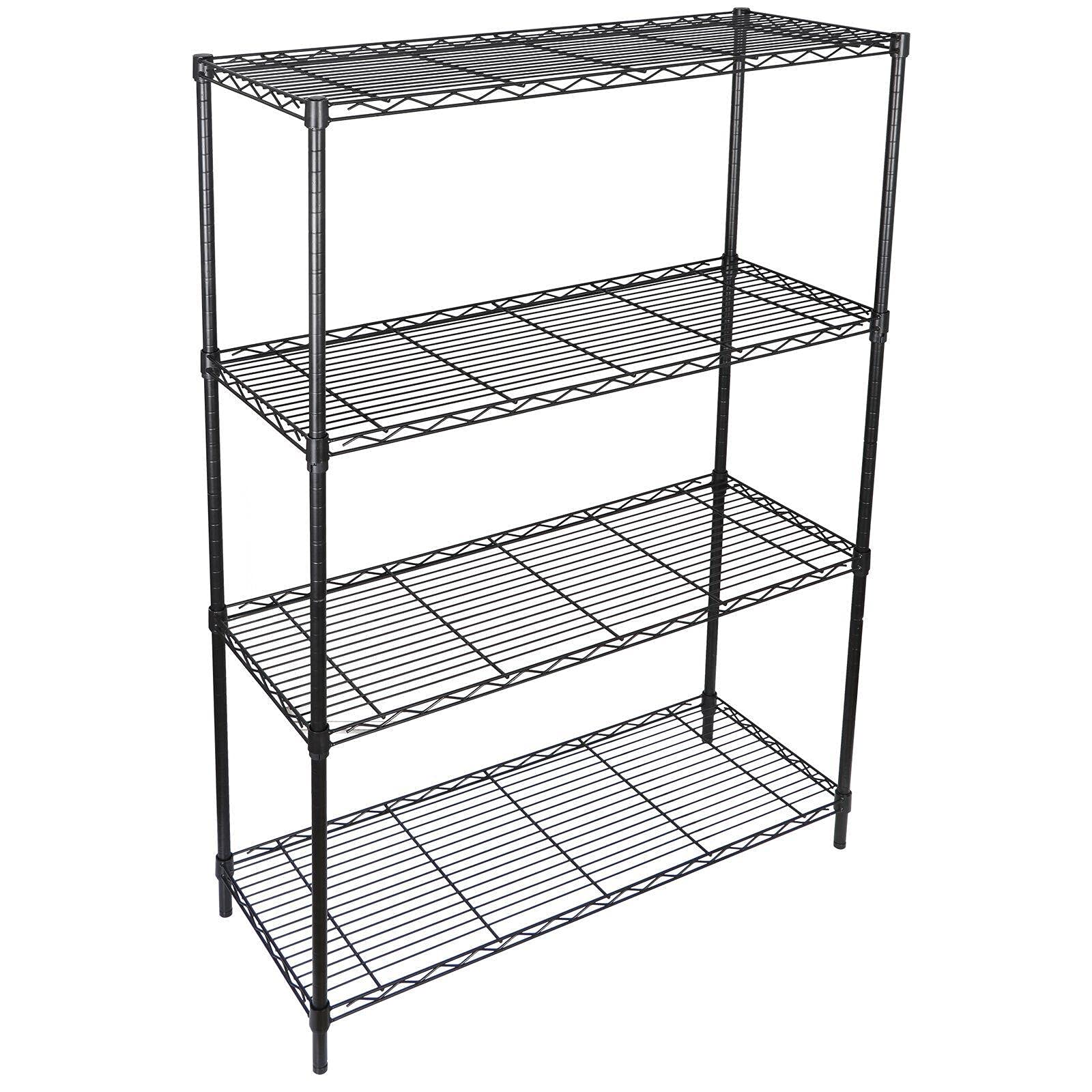 4-Shelf Adjustable Heavy Duty Steel Storage Rack - Garage, Closet, Pantry Organizer for Shoes, Books, Plants & More - Sturdy Wire Shelving Unit for Home, Office & Commercial Use
