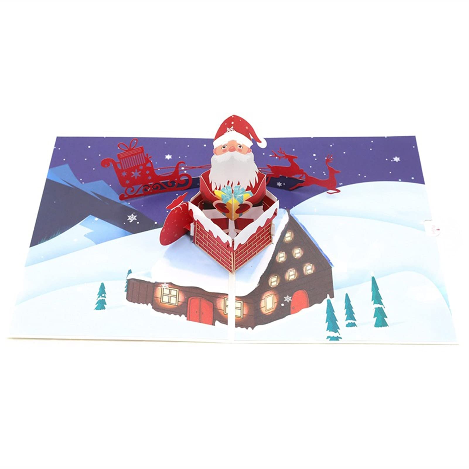 3D Handmade Christmas Thank You Cards - Santa Claus Climbing Chimney Greeting Cards (10-Pack) | Perfect for Holiday Gifts, Party Invitations & Festive Greetings