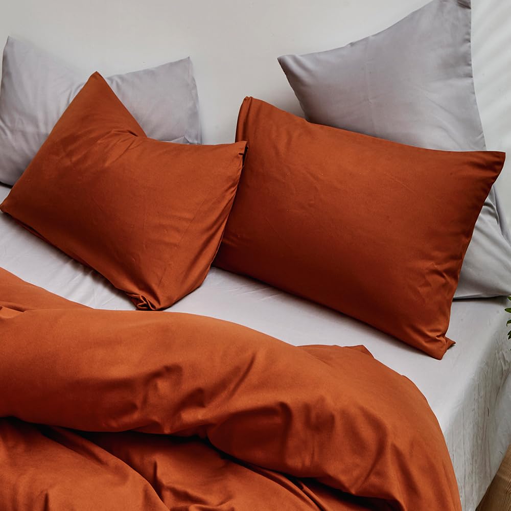 CLOTHKNOW Rust Pillowcases Set of 2 - Standard/Queen Size Burnt Orange & Terracotta Pillow Covers - Soft Caramel Shams for Bedroom Decor - Perfect for Fall Home Styling, Boho Chic Interiors & Cozy Bedroom Makeovers