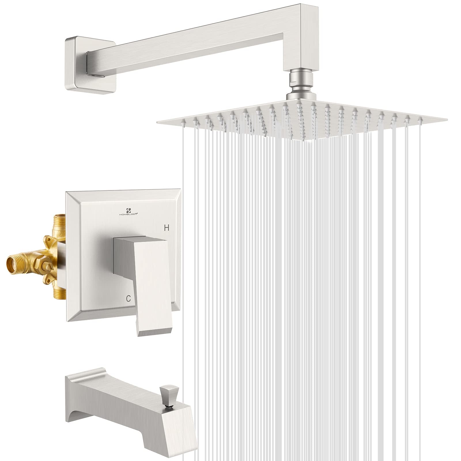 HOMELODY Brushed Nickel Shower Trim Kit with Valve - 8
