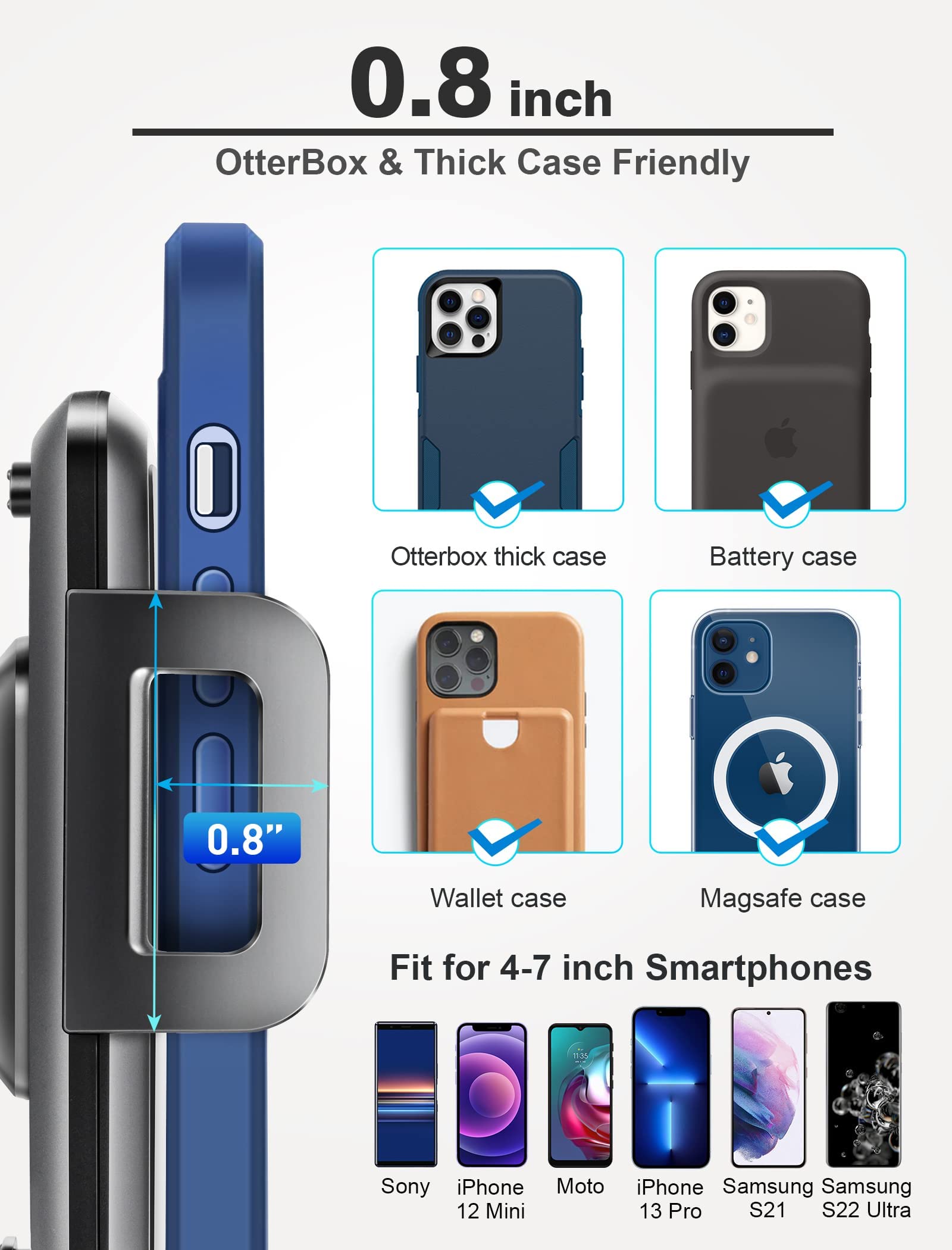 Upgraded Car Cup Phone Mount Holder - Adjustable Gooseneck Car Cup Holder Phone Stand for iPhone 14 Pro Max/14/13/12/11/X/8/7/6s, Samsung S23/S22/S21/S20 Ultra/Note 20/10/S8 Plus/S7 Edge - Perfect for Road Trips, Commuting & Hands-Free Navigation (Black & Grey)