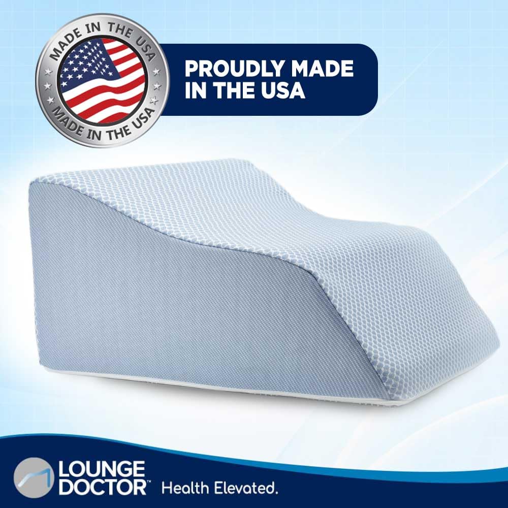 Lounge Doctor Elevating Leg Rest Wedge Pillow - Medium Size, Heather Grey - Perfect for Post-Surgery Recovery, Pregnancy Comfort & Varicose Vein Relief
