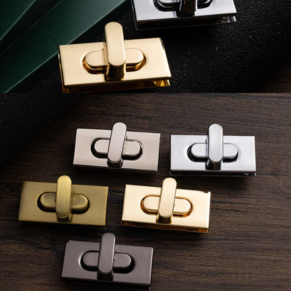 Ackron 4-Piece Gun Black Metal Twist Turn Lock Purse Clasp - DIY Handbag, Shoulder Bag, Wallet & Briefcase Hardware Closure for Secure and Stylish Accessories | Perfect for Crafting, Repairing & Customizing Leather Goods