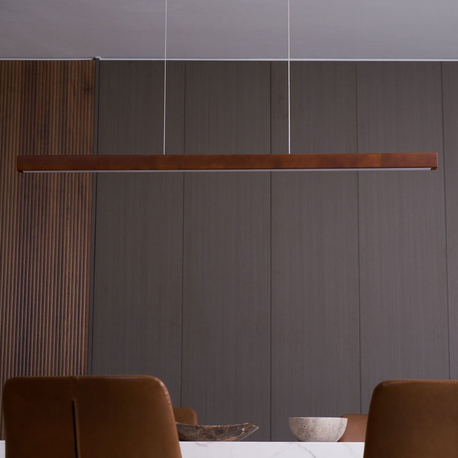 Modern Linear Wooden Pendant Light - Sleek Scandinavian Style Wood Chandelier for Kitchen Island, Dining Room & Living Room Lighting