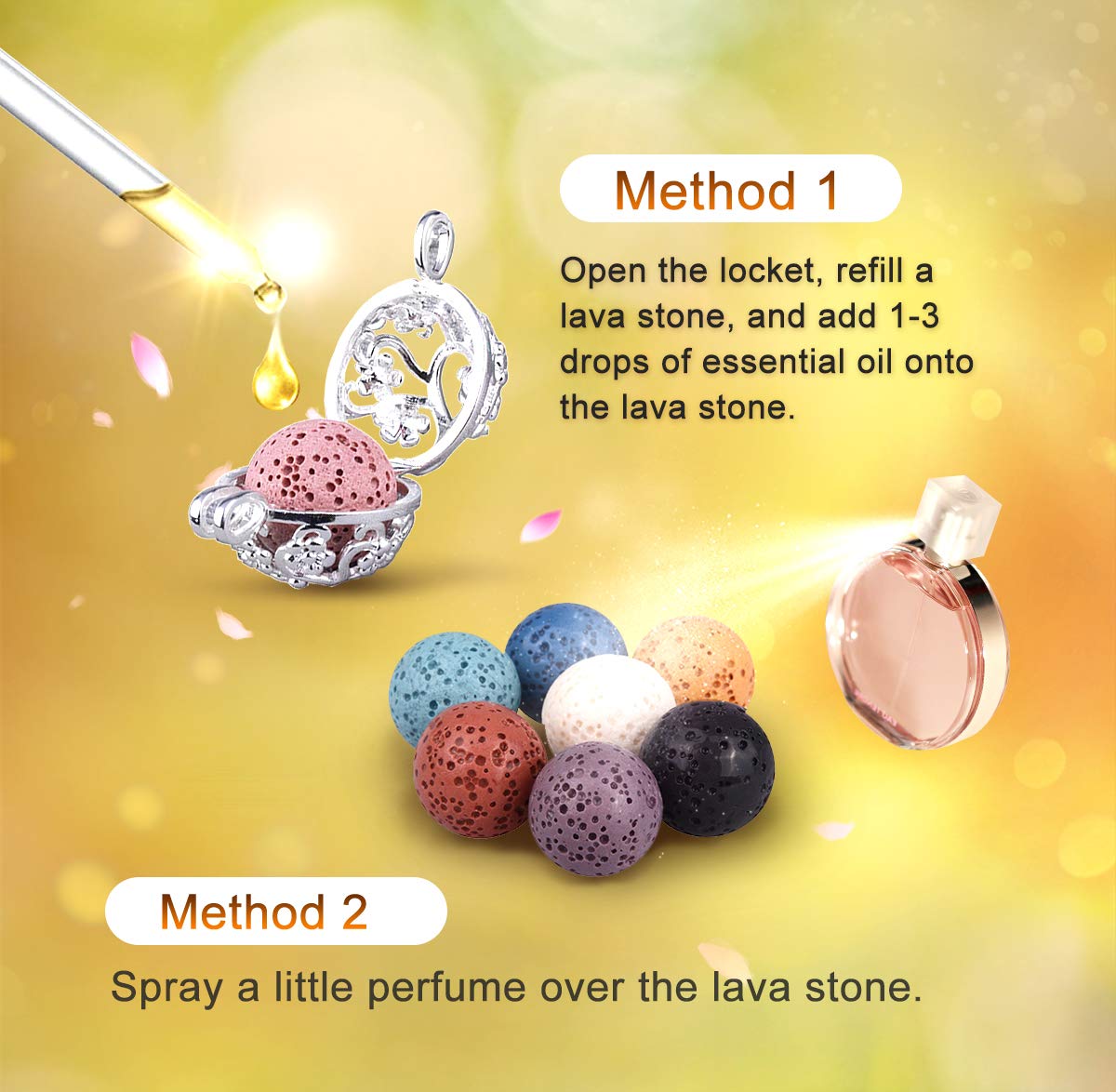 INFUSEU Aromatherapy Essential Oil Diffuser Necklace for Women - Cute Animal Pendant with 7 Lava Stones & 24