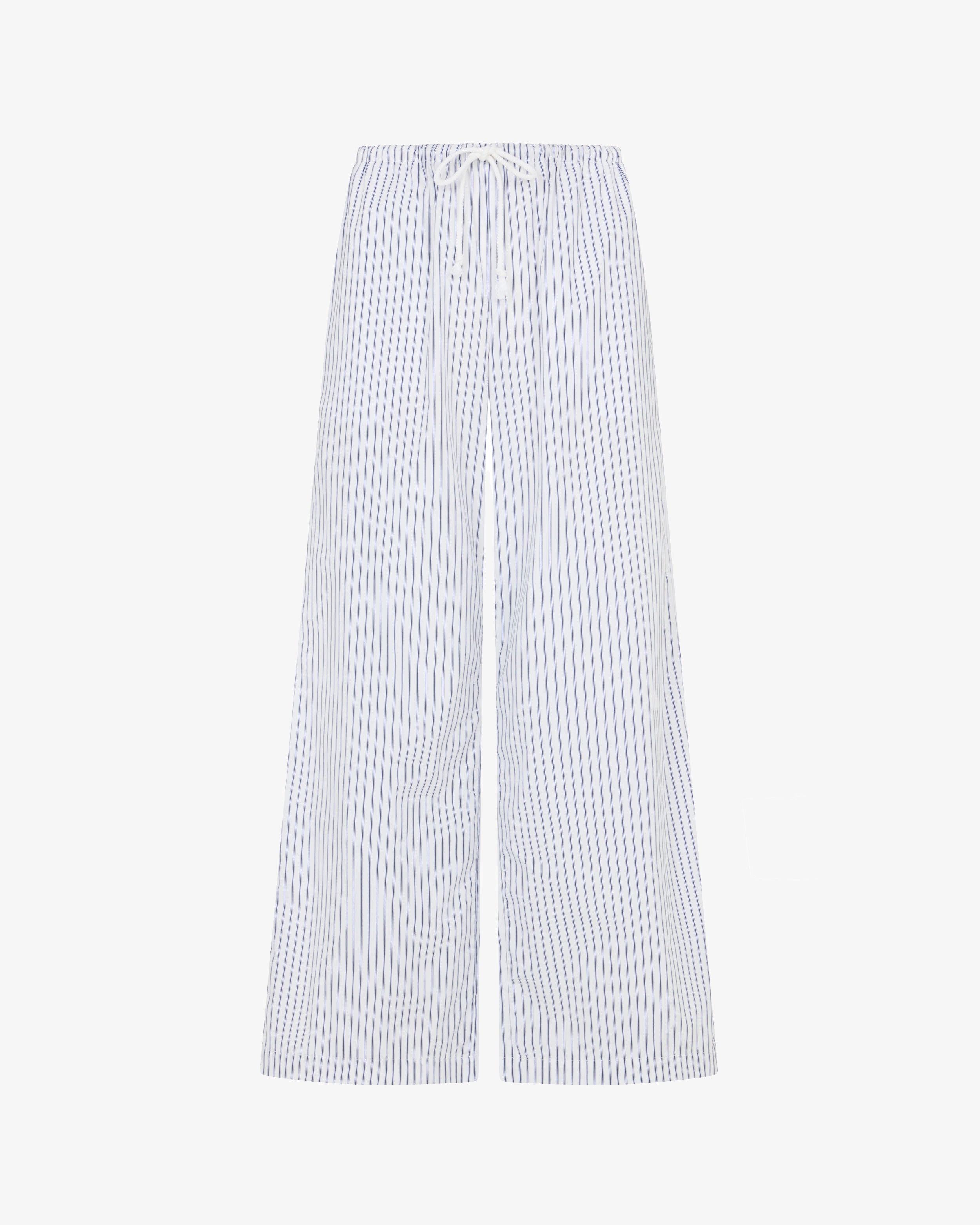 Stylish Striped Cropped Jogger Pants - Navy & White | Comfortable Women's Lounge Pants for Yoga, Running & Casual Wear