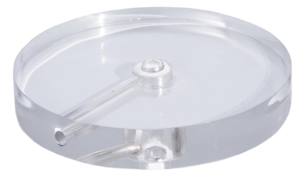 B&P Lamp® 8 Inch Clear Acrylic Round Lamp Base with Wire Way - Modern Lighting Fixture for Living Room, Bedroom & Office Decor