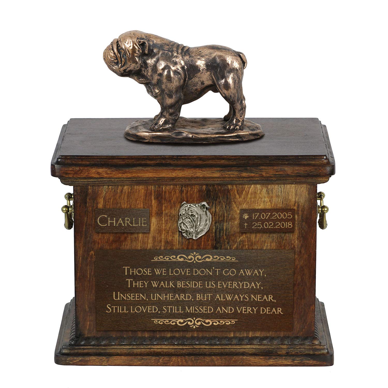 Personalized Bulldog Memorial Urn for Dog Ashes - Custom Pet Name & Quote Engraved - Handcrafted Statue for Pet Remembrance - Perfect for Home Memorials & Pet Loss Comfort