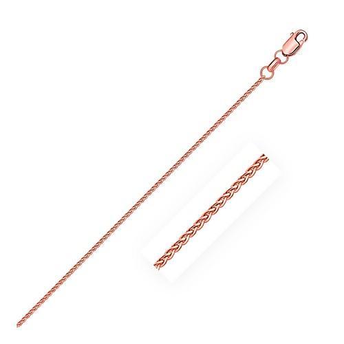 14K Rose Gold Diamond Cut Round Wheat Chain Necklace - 1.1mm Thin, 16 Inch Length - Perfect for Layering, Gift Giving & Everyday Elegance