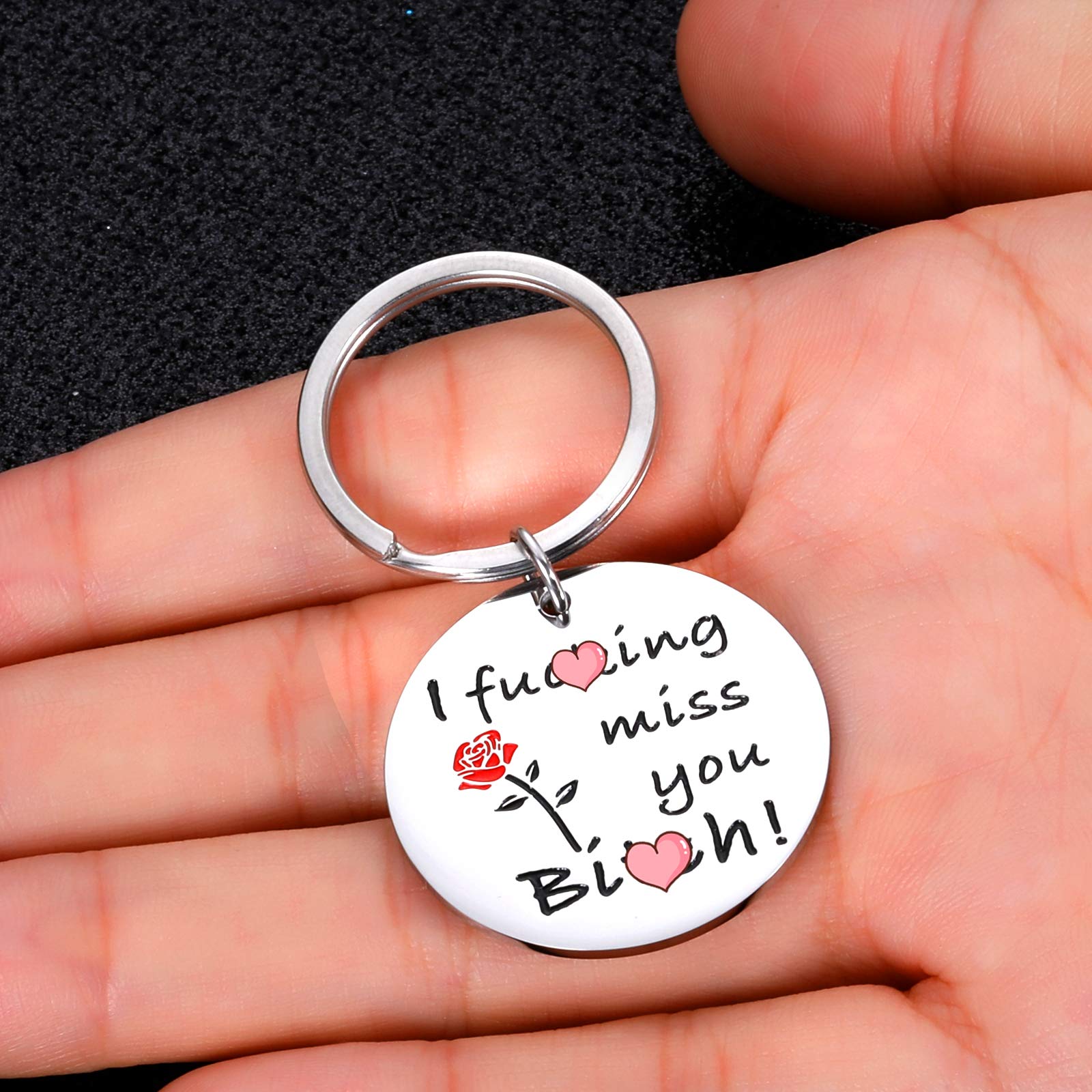 Funny Friendship Keychain Gift for Best Friend - Thoughtful Present for Sister, BFF, or Sorority - Long Distance Miss You Gift for Women - Reunion & Birthday Jewelry Keyring - Perfect for Gifts, Parties, and Special Occasions