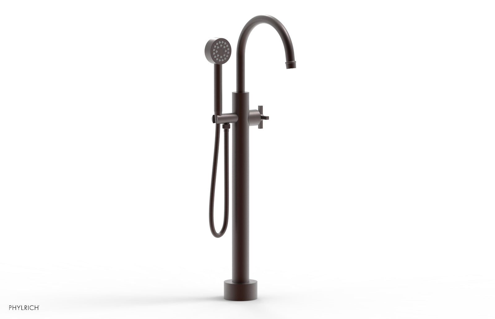 HEX MODERN Low Floor Mount Tub Filler with Cross Handle & Hand Shower - Model 501 46 03 | Perfect for Modern Bathroom Renovations and Spa-Like Shower Experiences