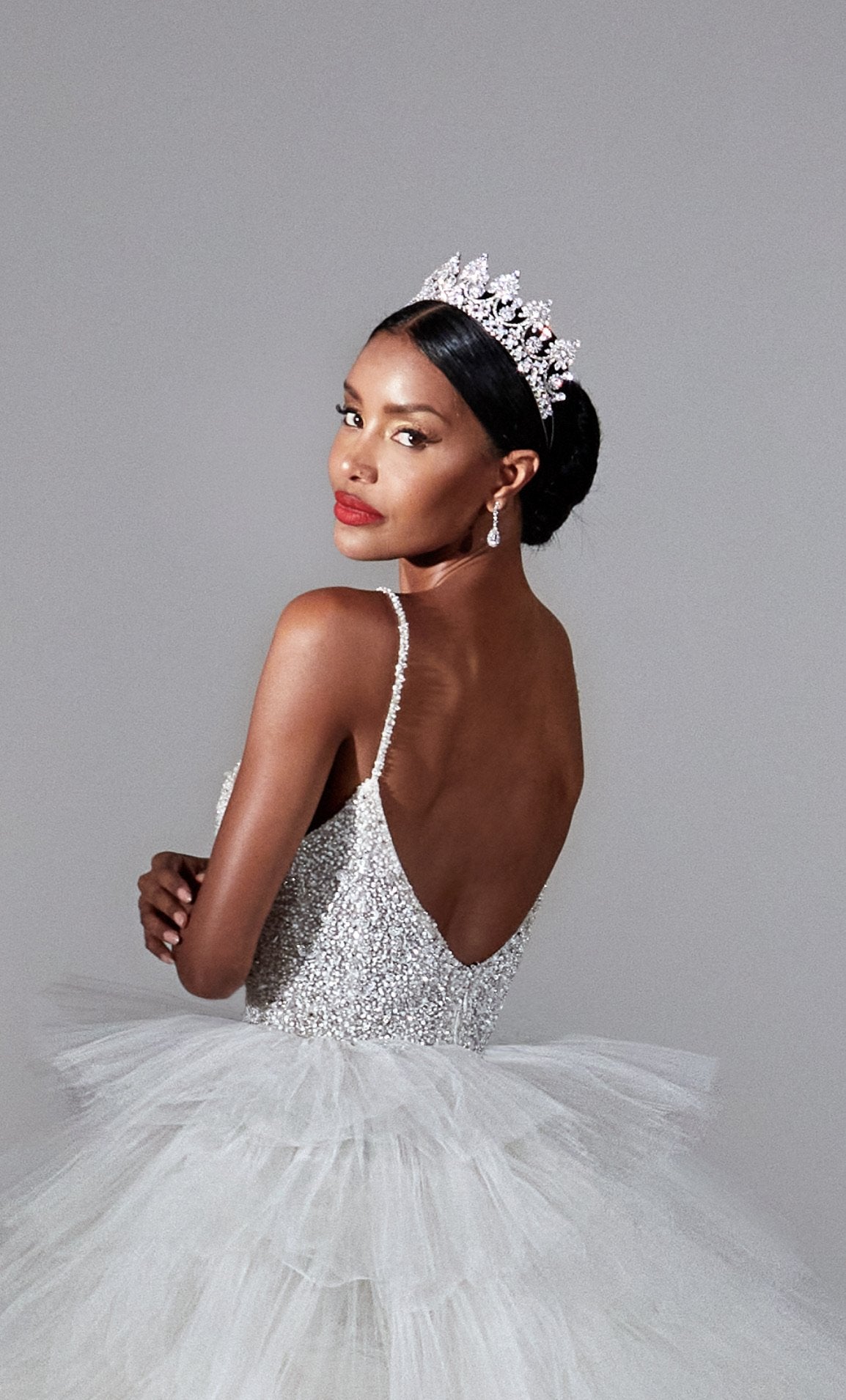 Eleni Simulated Diamond Bridal Tiara - Sparkling Wedding Headpiece for Brides, Princess-Themed Parties & Special Occasions