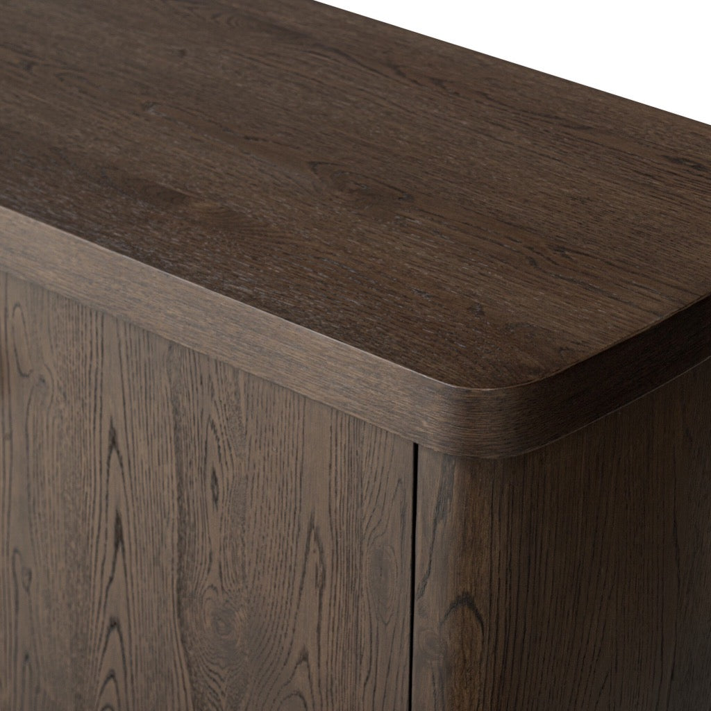 Rustic Brown Oak Veneer Valen Sideboard - Farmhouse Style Buffet Cabinet for Dining Room, Living Room & Entryway Storage