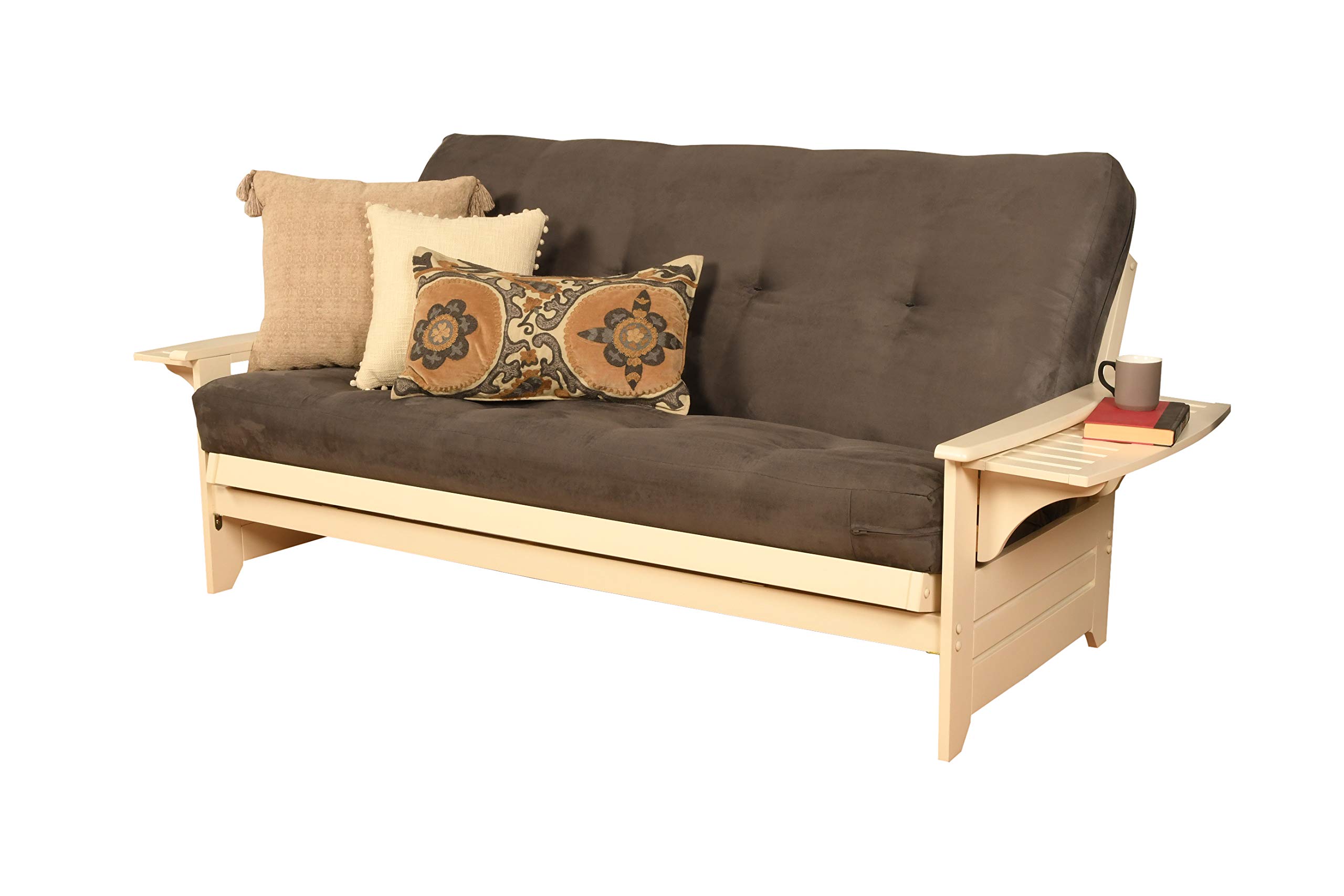 Kodiak Furniture Full Size Futon Set in White - Convertible Sofa Bed for Small Spaces, Guest Rooms & Apartments