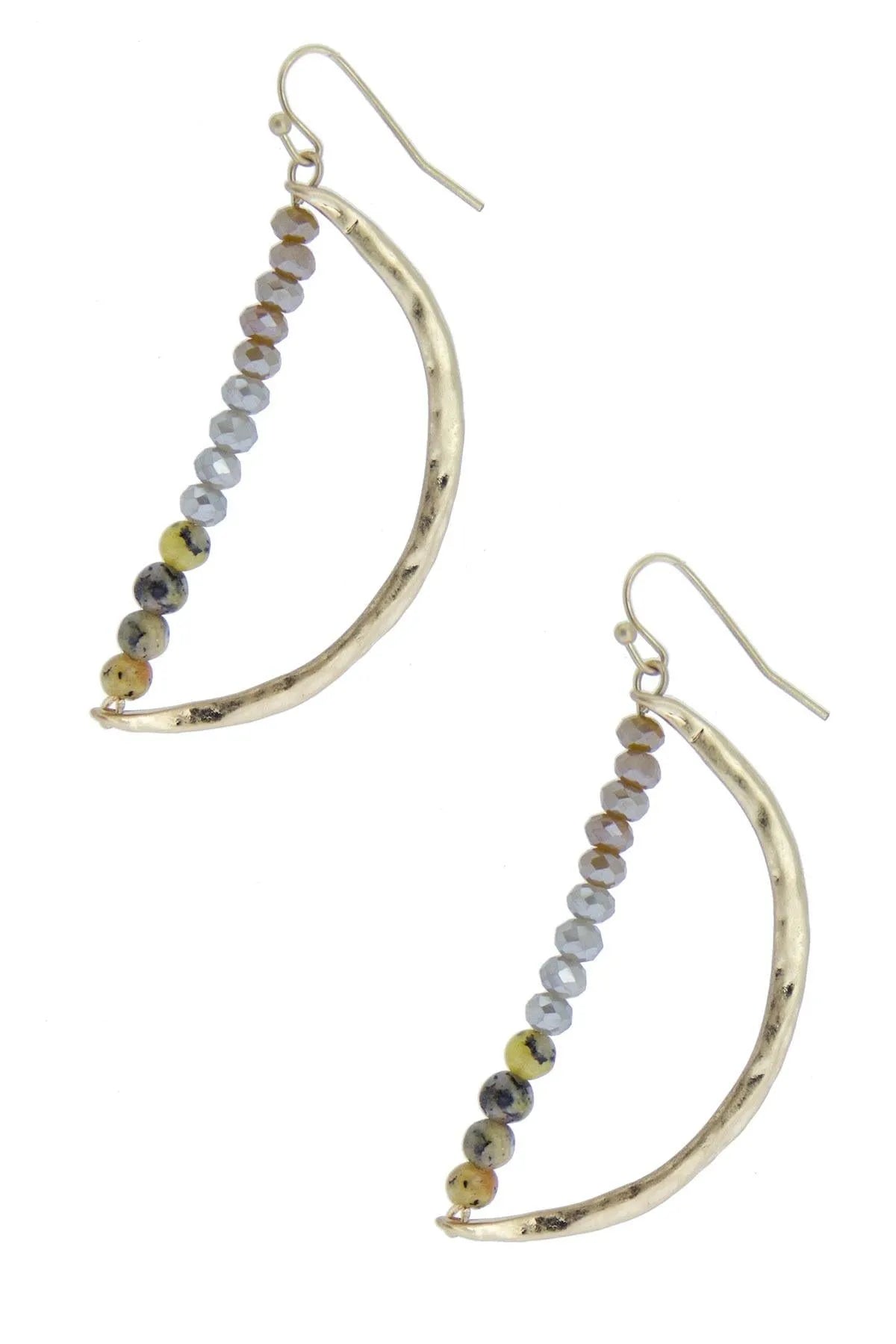 Semi Circle Glass Bead Dangle Earrings for Women - Bohemian Chic Jewelry for Parties, Weddings & Everyday Wear