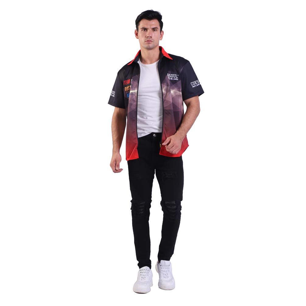 CUESOUL Men's & Women's Short Sleeve Casual Shirts - Breathable Athletic Dart Shirts for Professional Players | Perfect for Dart Tournaments, Practice & Outdoor Sports Activities