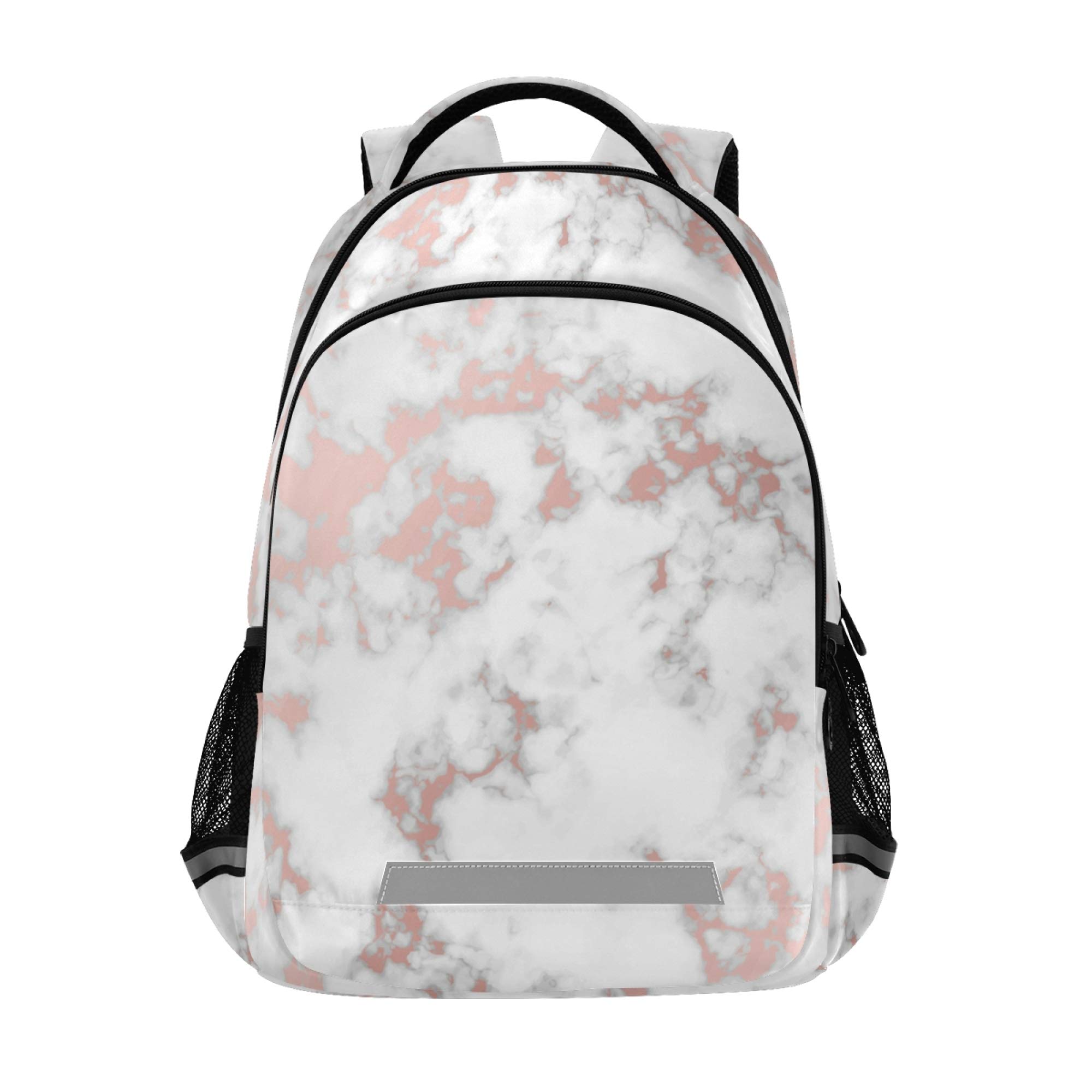 ALAZA Rose Gold Marble Pink Backpack Purse for Women & Men - Personalized Laptop Bag for 13 14 15.6 Inch Notebook Tablet - Stylish School Backpack & Casual Daypack for Work, College & Travel