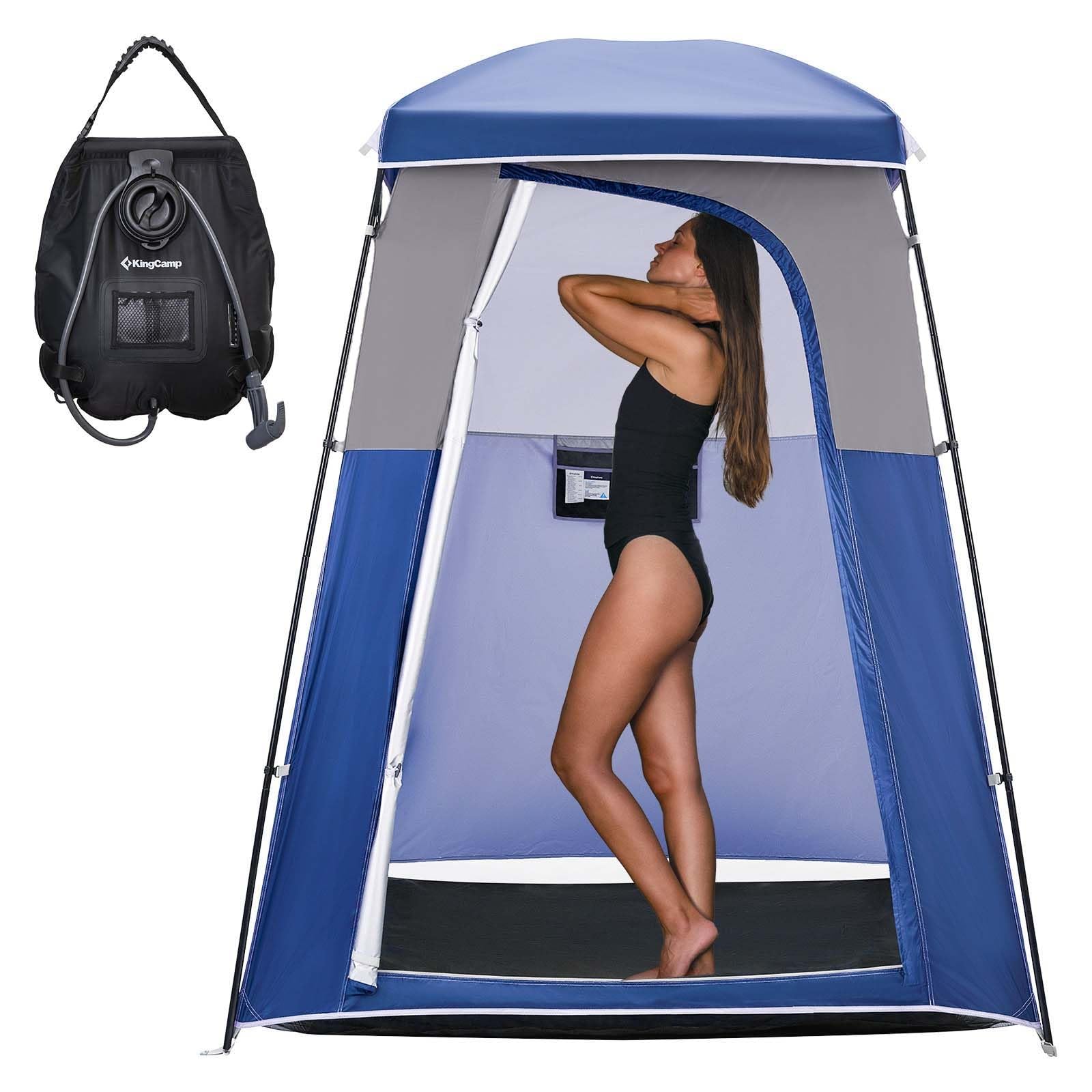 KingCamp Oversized Camping Shower Tent - Portable Privacy Shelter for Outdoor Showers & Changing Room | Includes Shower Bag | Easy Setup (1 or 2 Room Options) | Perfect for Camping, Hiking, Beach & RV Trips