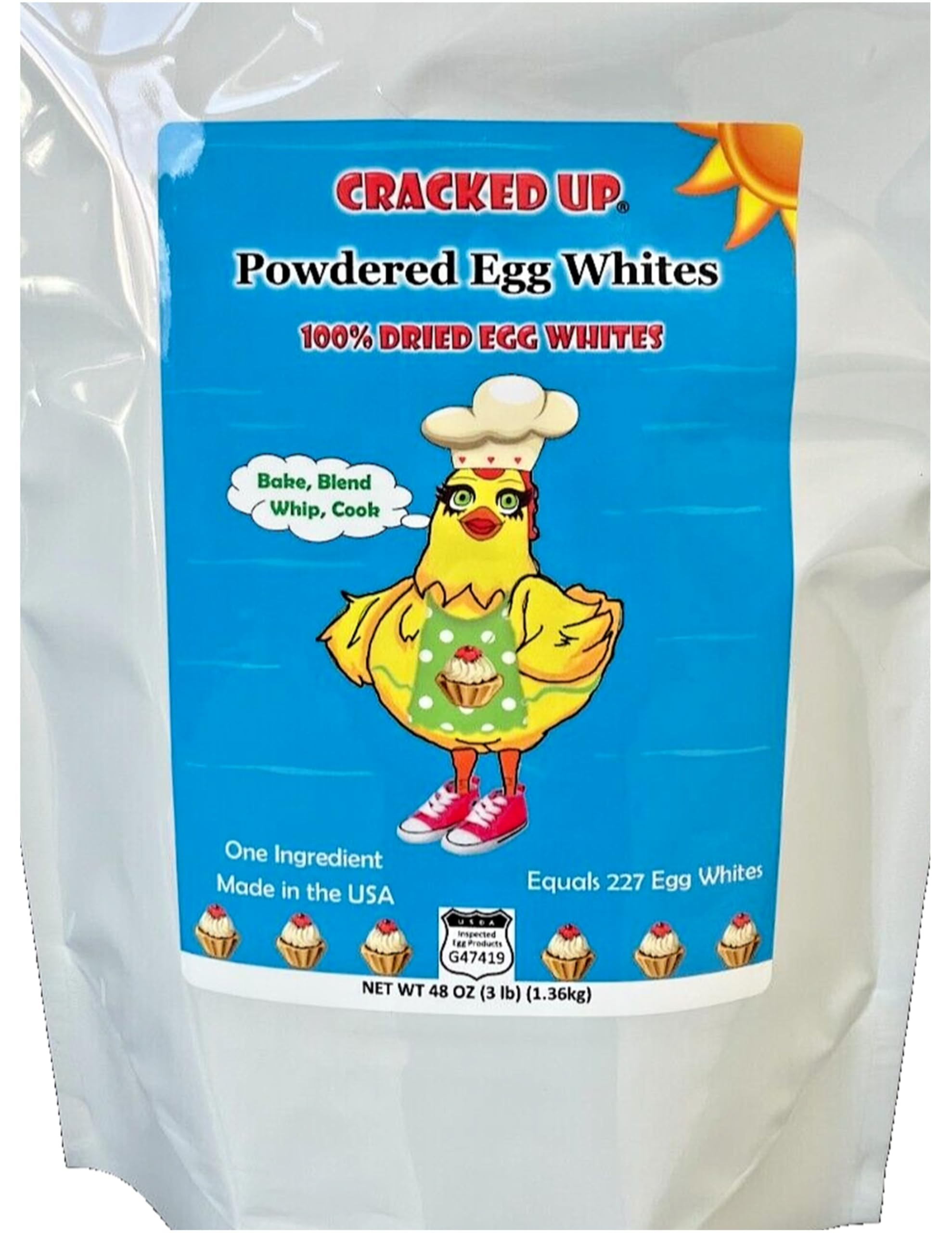 Cracked Up - Cage-Free Egg Whites Protein Powder 3 lb (48oz) | High Protein Powder for Baking, Desserts, Breakfast & Shakes | Ideal for Fitness, Weight Loss & Healthy Recipes