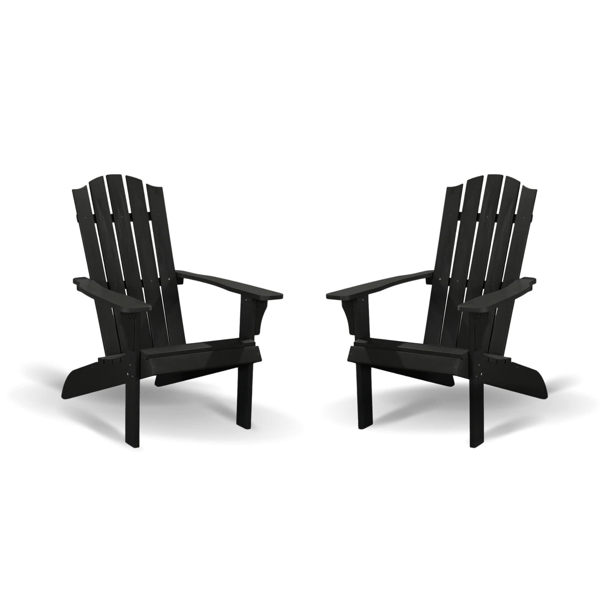 PolyTEAK Adirondack Chair Set of 2 - All-Weather Outdoor Furniture for Patio, Backyard & Fire Pit - Durable & Comfortable (Black) - Perfect for Relaxing, Entertaining & Outdoor Gatherings