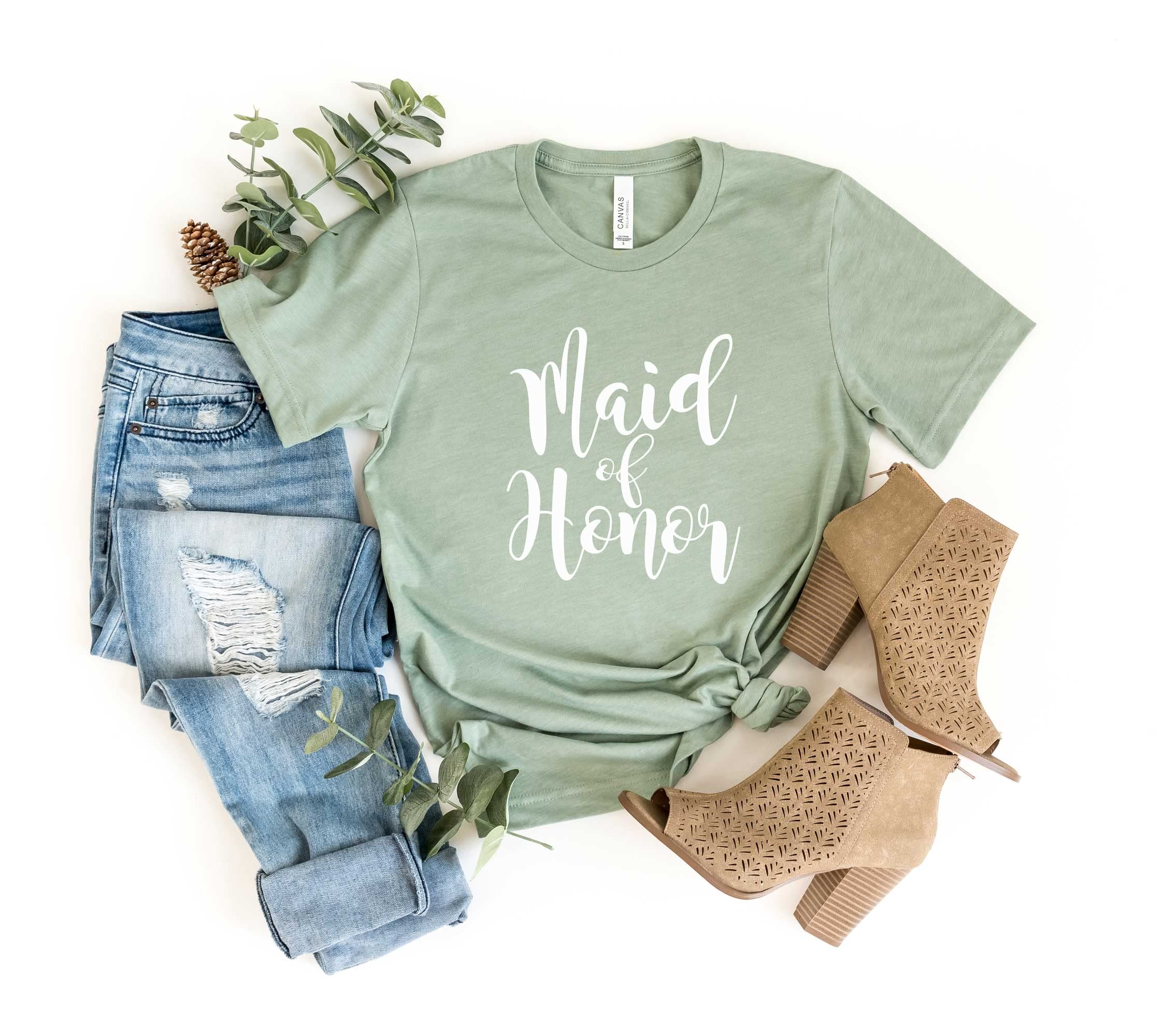 Blue Sand Textiles Maid of Honor Shirt - Wedding Party T-Shirt for Bridesmaids & Groomsmen - Unisex Bachelorette Party Tee - Perfect for Bridal Showers, Rehearsal Dinners & Wedding Celebrations