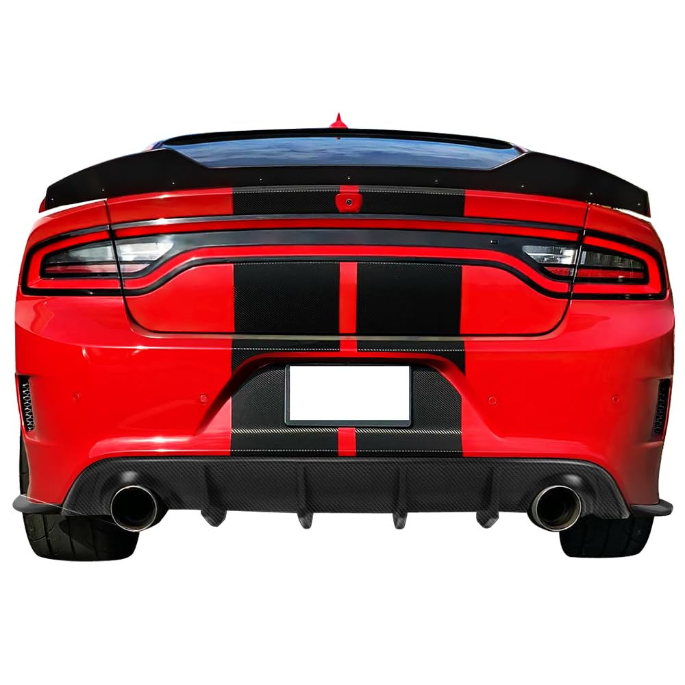 IKON MOTORSPORTS Carbon Fiber Rear Diffuser for 2015-2023 Dodge Charger SRT - Rear Bumper Lip Valance Spoiler - Aggressive Styling Upgrade for Street & Track Performance