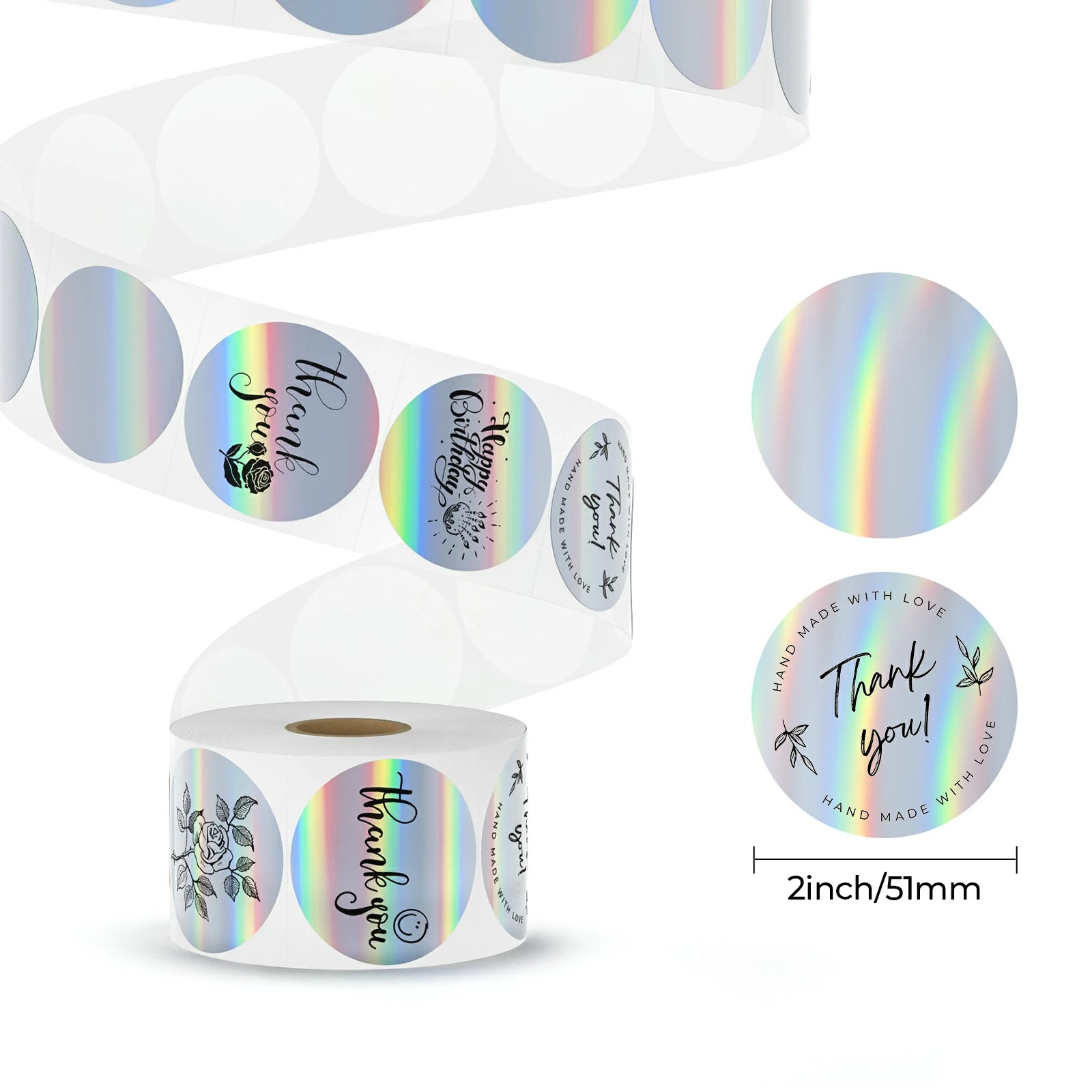 MUNBYN Holographic Silver Thermal Sticker Labels for Shipping, Packaging & Inventory - Waterproof Adhesive Stickers for Barcodes, QR Codes & Product Labeling