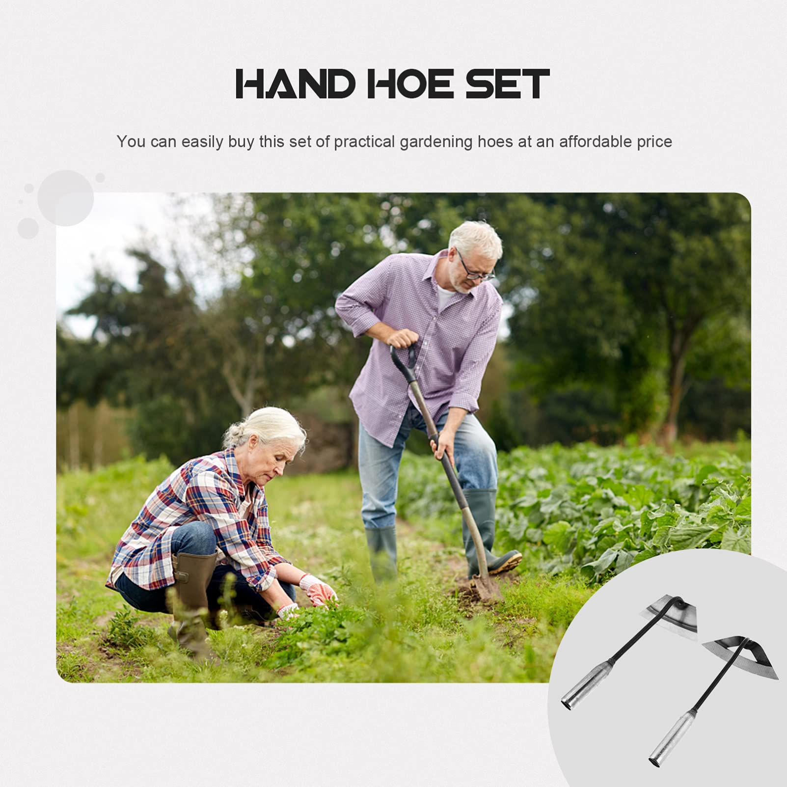 Yardwe 2-Piece Garden Tool Set - Japanese Weeding Sickle & Handheld Plowing Hoe for Efficient Gardening & Farming | Durable Hand Tools for Weeding, Tilling & Soil Cultivation | Perfect for Home Gardens, Farms & Agricultural Use