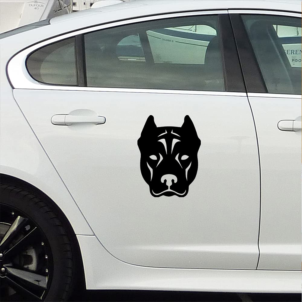 Premium Pitbull Dog Face Vinyl Decal Stickers (Black, Set of 2) - Waterproof, Durable for Laptop, Phone, Helmet, Car Window, Bumper, Mug, Cup, Door & Wall Decoration - Perfect for Pet Lovers & Home Decor