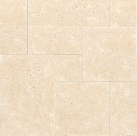 Premium Ivory Travertine Versailles Pattern Tile Set - Honed or Tumbled Finish - Perfect for Bathroom Floors, Kitchen Backsplashes & Mediterranean Style Home Decor