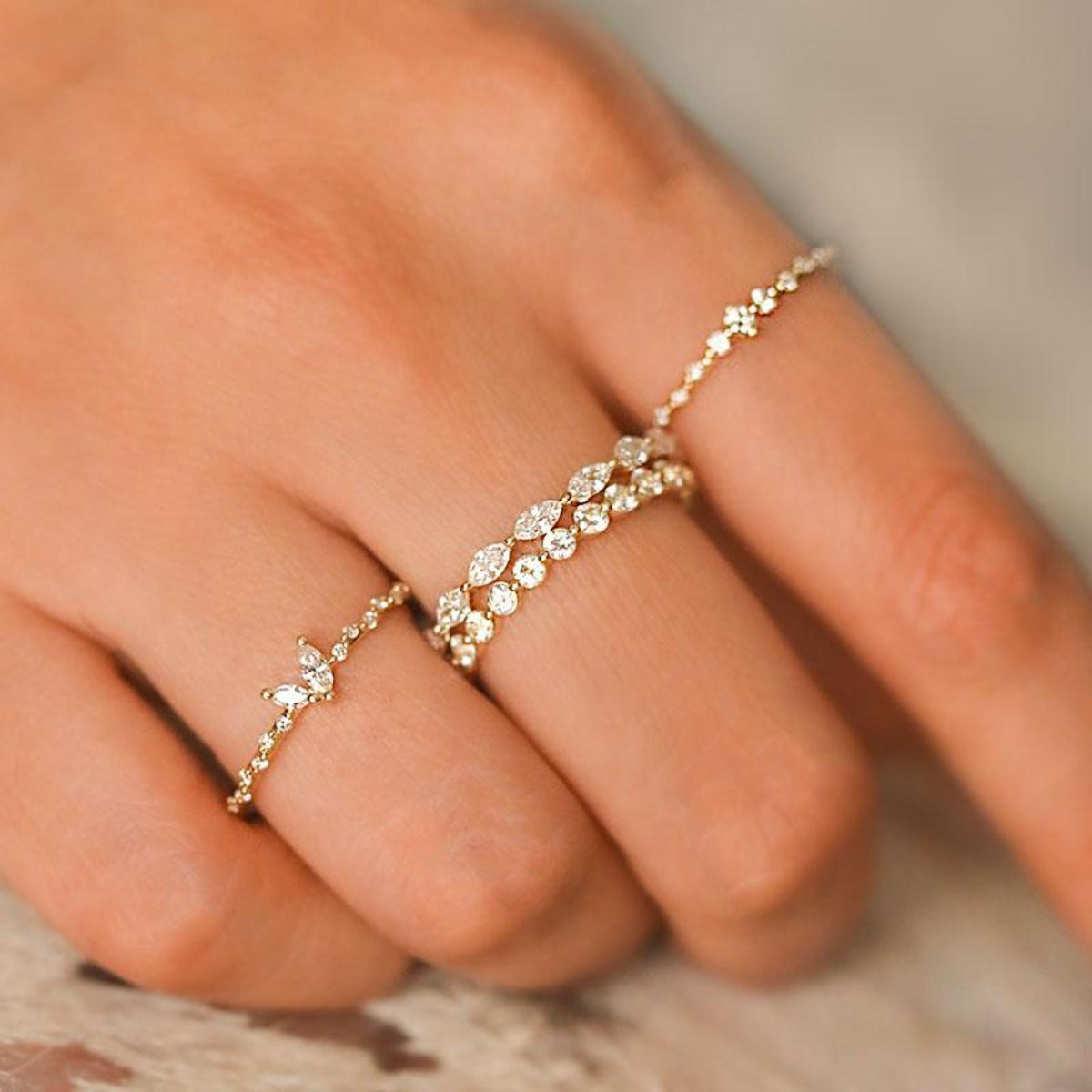 Exquisite Floating Round & Marquise Diamond Ring for Women | Elegant Wedding, Engagement & Anniversary Jewelry Gift