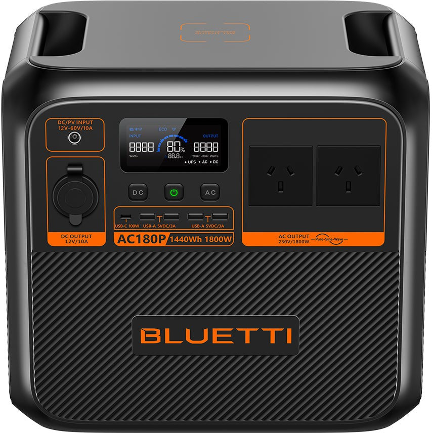 Bluetti AC180P 1800W Portable Power Station with 1440Wh Capacity & 2700W Surge - Perfect for Home Backup, Camping, RV Trips & Emergency Power Outages