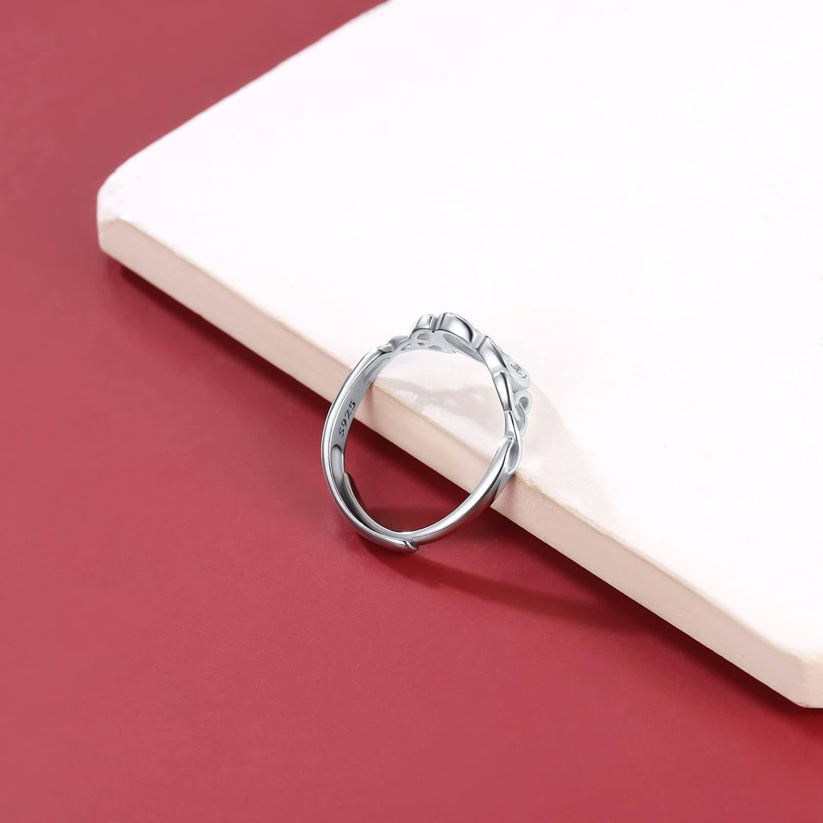 Celtic Knot Sterling Silver Rings for Women - Adjustable Vintage Heart Ring - Elegant Eternity Band - Perfect for Weddings, Anniversaries & Everyday Jewelry