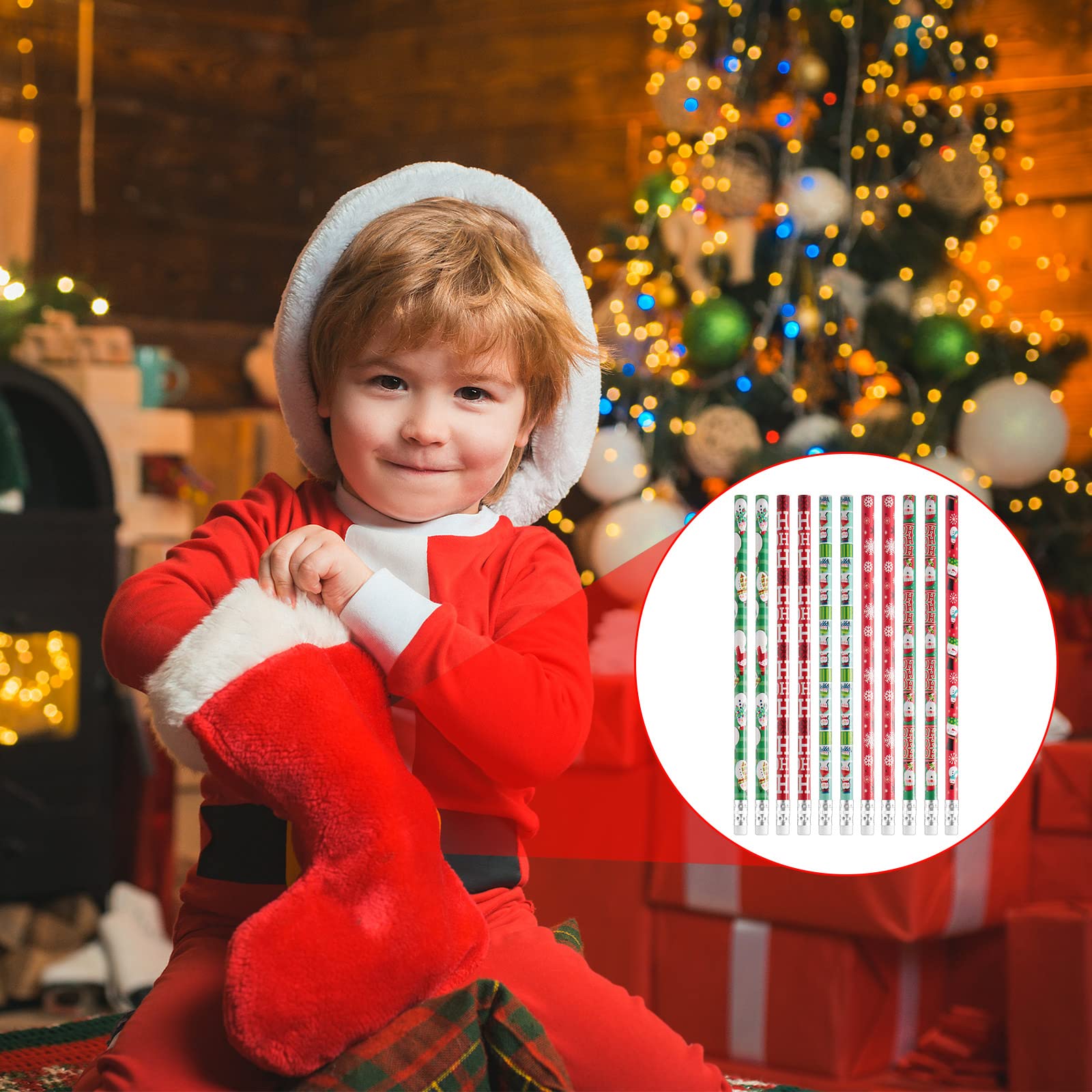 48-Piece Christmas Scented Pencils Set - Fruit Fragrance Holiday Pencils for Kids with Santa, Snowflake & Snowman Designs - Includes Erasers - Perfect for Xmas Gifts, Party Favors & School Supplies (Great for Classroom, Holiday Crafts & Winter Writing Activities)